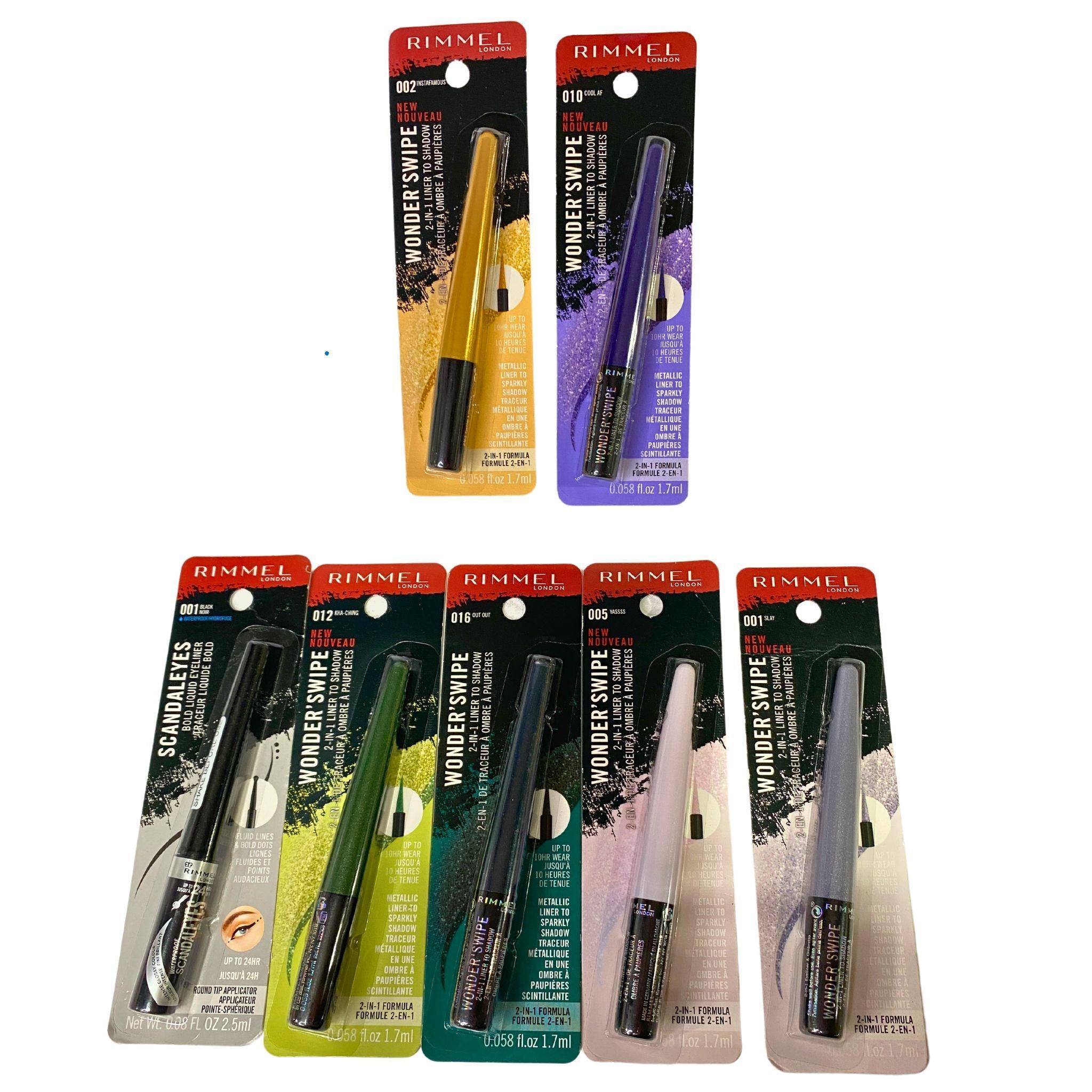Rimmel Scandal Eyes Bold Liquid Eyeliner & Wonder Swipe 2-in-1 Liner to Shadow - 50 Piece Assorted Mix for Dramatic Eye Makeup - Perfect for Parties, Weddings & Night Out Looks