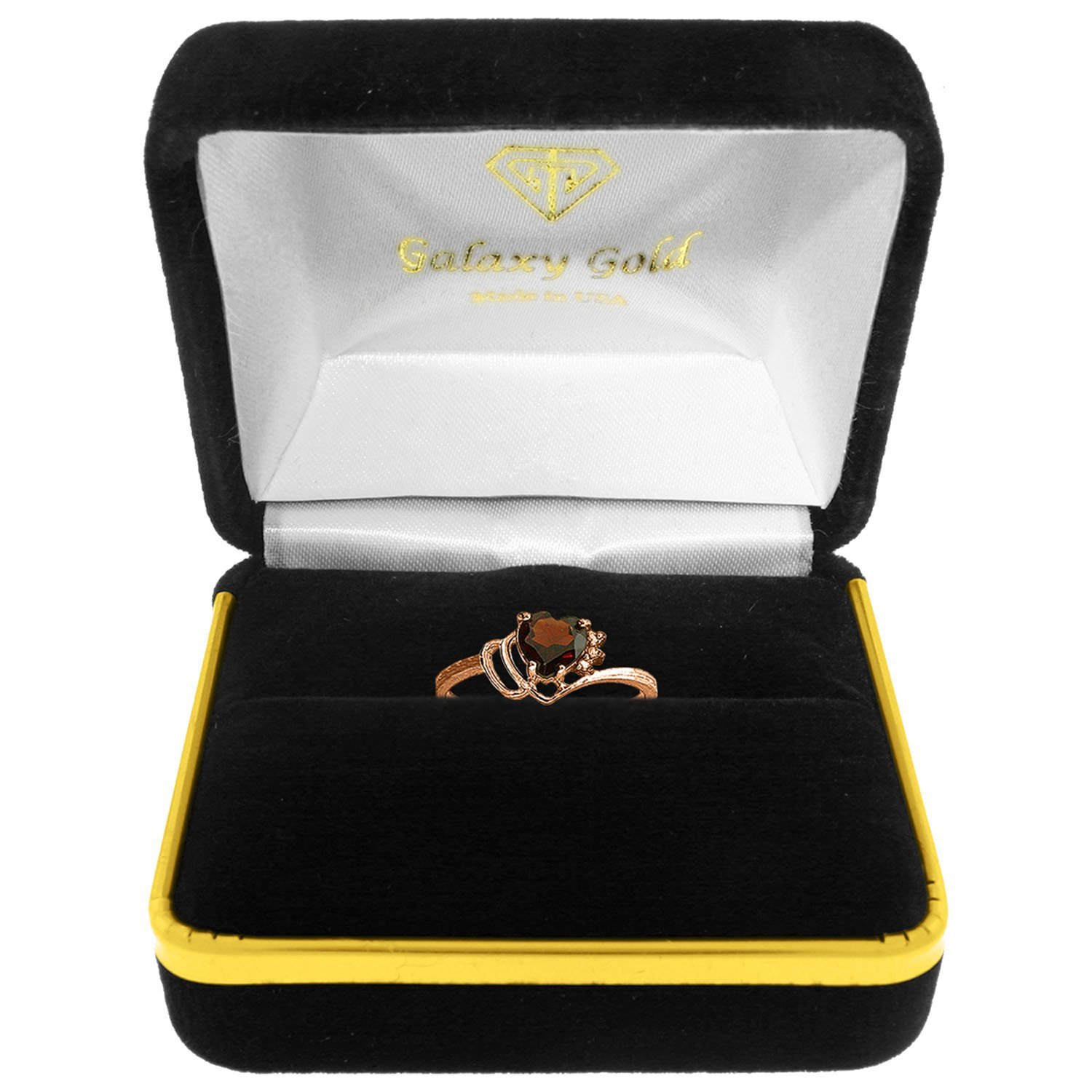 14K Solid Rose Gold Ring with 0.97 CTW Natural Diamonds & Garnet - Galaxy Gold GG Elegant Jewelry for Women, Perfect for Anniversary, Engagement, Wedding & Special Occasions