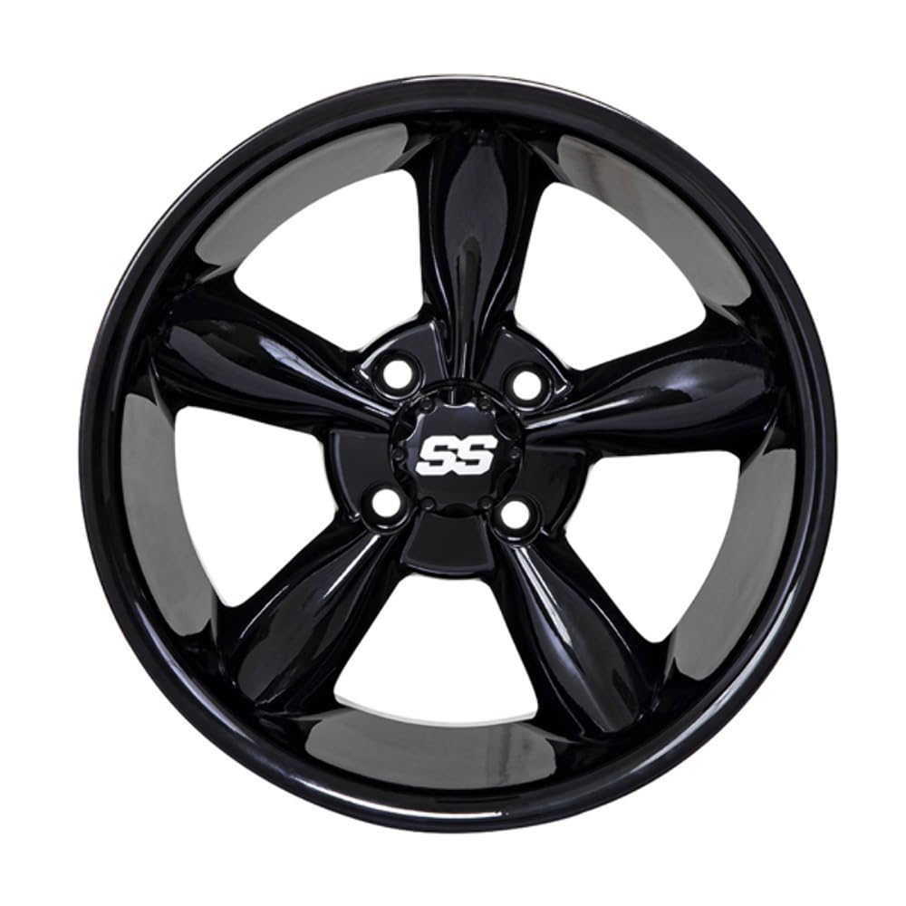 GTW 12 Inch Golf Cart Wheels and Tires Combo Set of 4 - Godfather Gloss Black Wheels with 205/30-12 (17