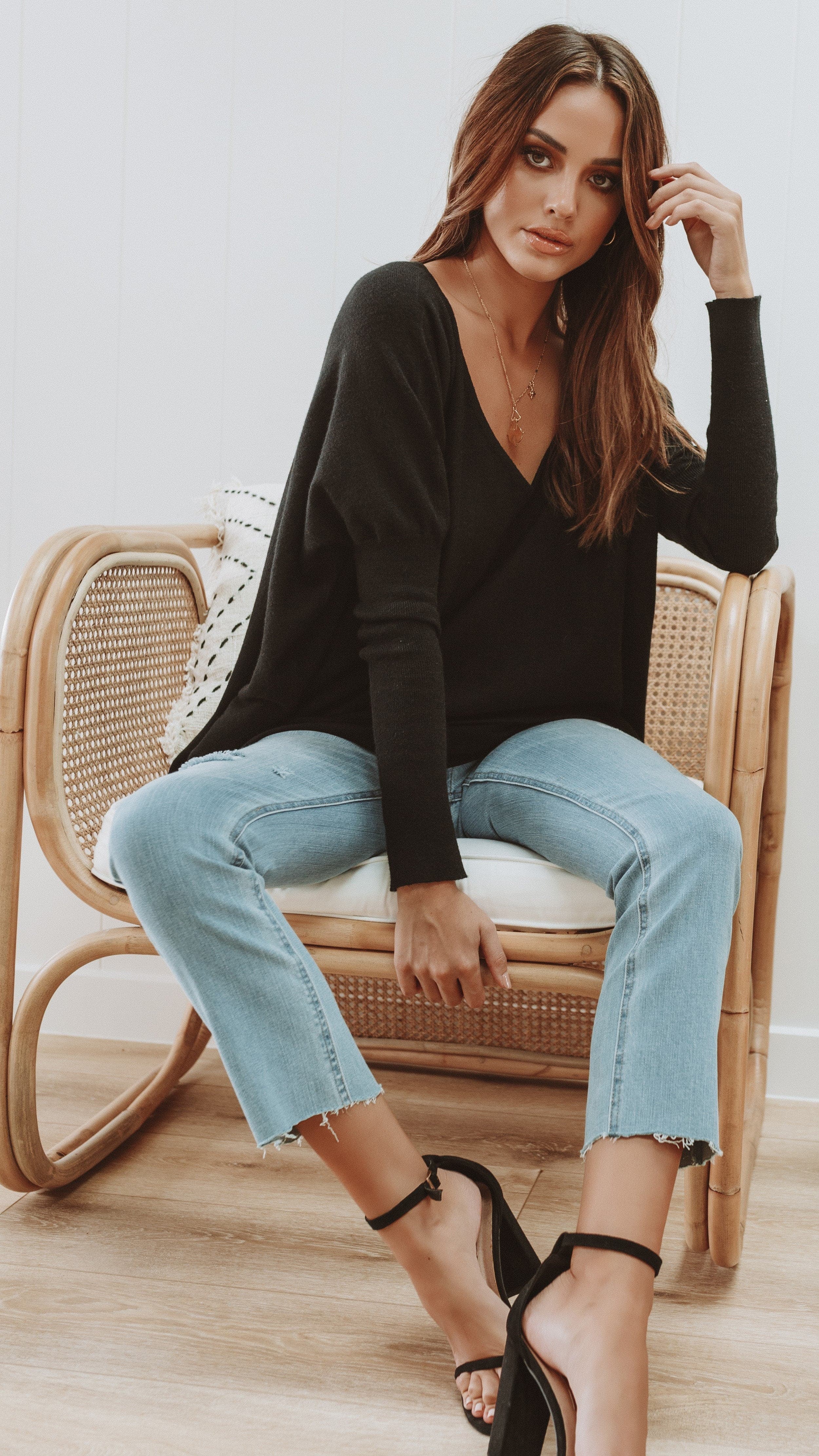 Amalia Knit Top for Women - Soft Stretch Casual T-Shirt, Black - Perfect for Everyday Wear, Office & Outings