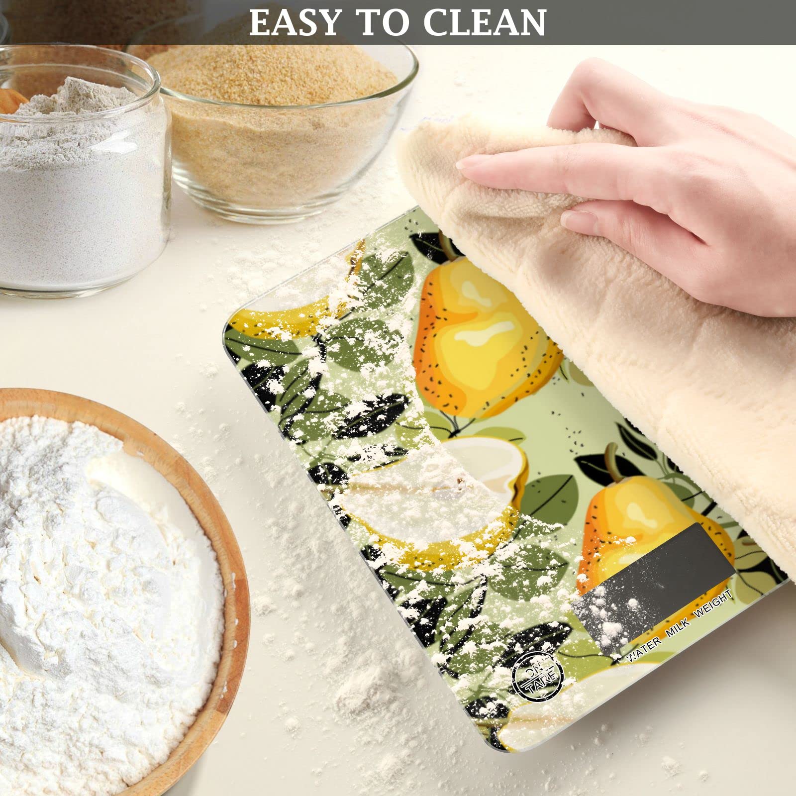 Pear Leaves Digital Kitchen Scale - Waterproof Food Scale with Ounces & Grams for Cooking, Baking, and Weight Loss | Perfect for Meal Prep, Portion Control, and Healthy Eating
