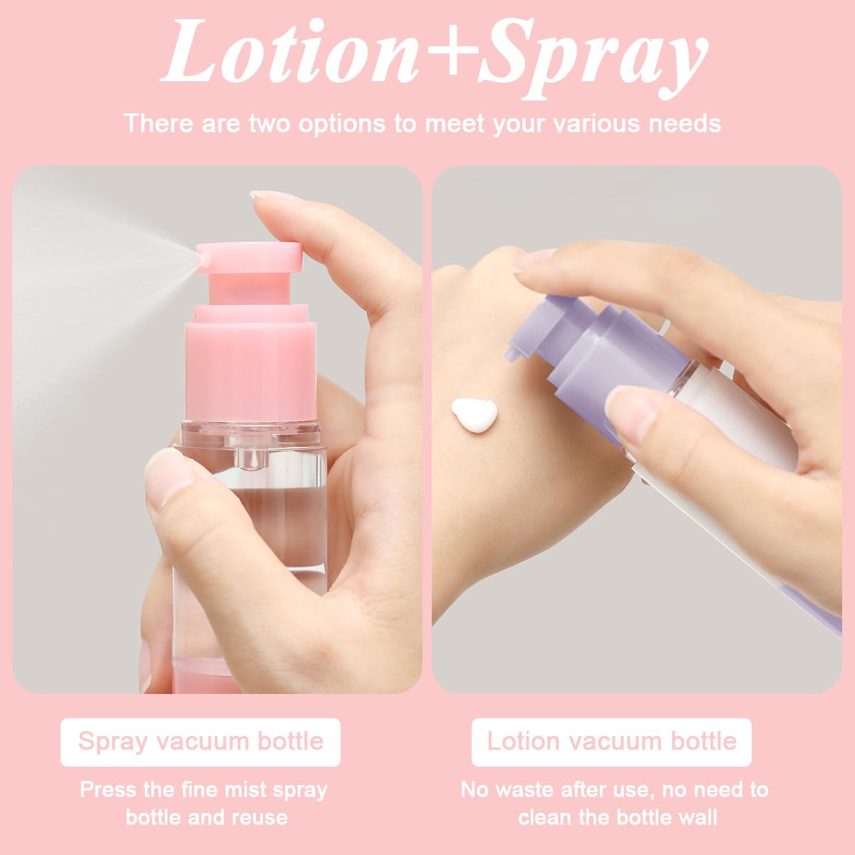 MAYCREATE® 4-Piece 30ml Vacuum Pump Travel Bottle Set (3 Cream Jars + 1 Spray Bottle) - Leak-Proof Toiletry Containers for Shampoo, Lotion & Foundation | Perfect for Air Travel, Gym & Daily Skincare Routine