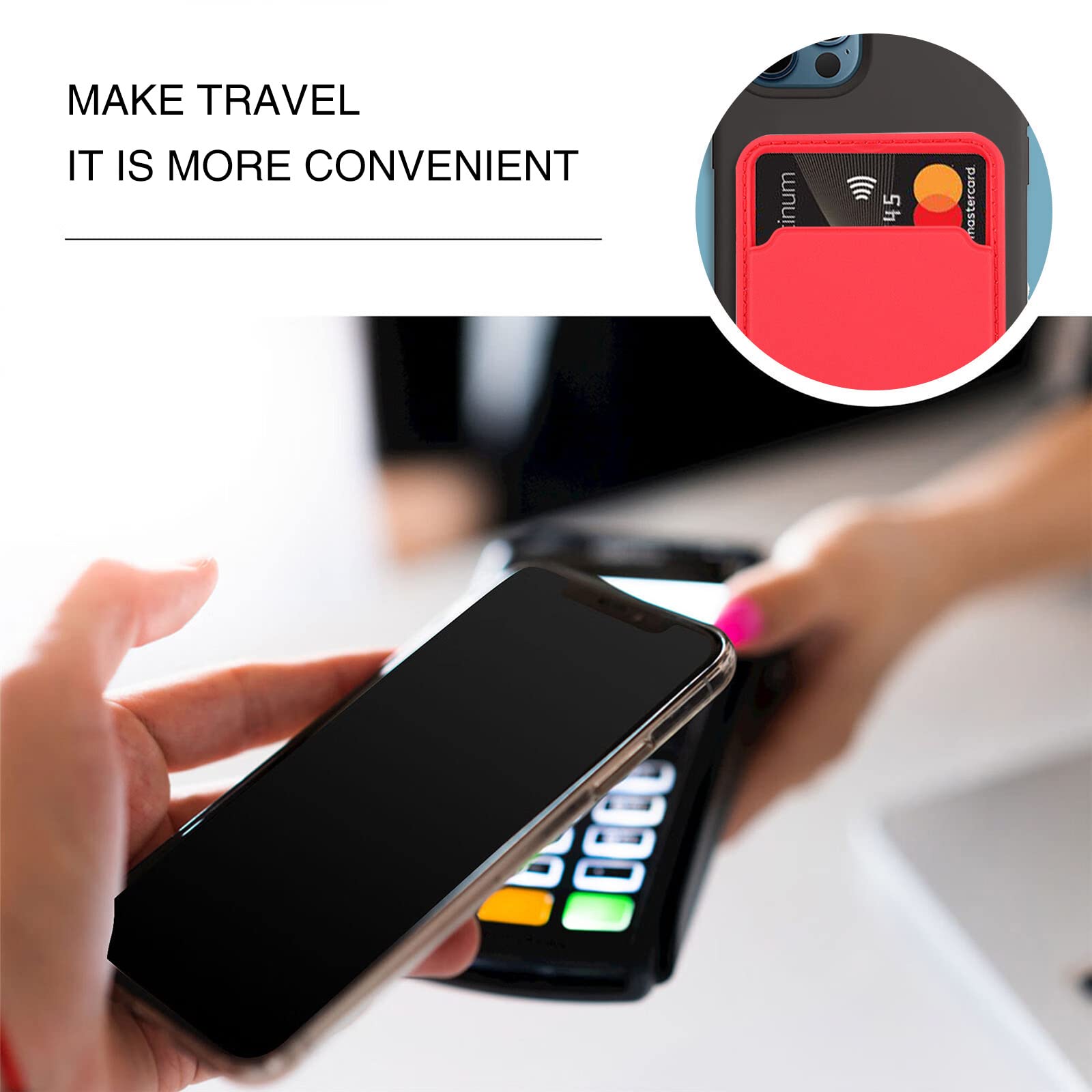 3 Pack Silicone Phone Card Holder - Stick On Wallet for iPhone, Samsung & Android - Secure Credit Card Holder for Back of Phone (Red) | Perfect for Travel, Shopping & Everyday Use