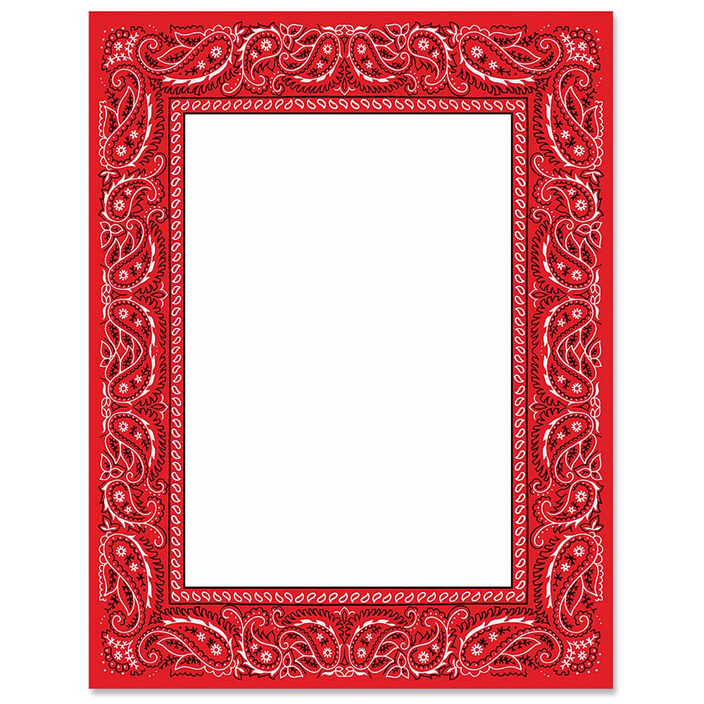 Western Red Bandana Pattern Stationery Set - 25 Sheets Premium Decorative Paper for Letters, Cards & Invitations (8.5