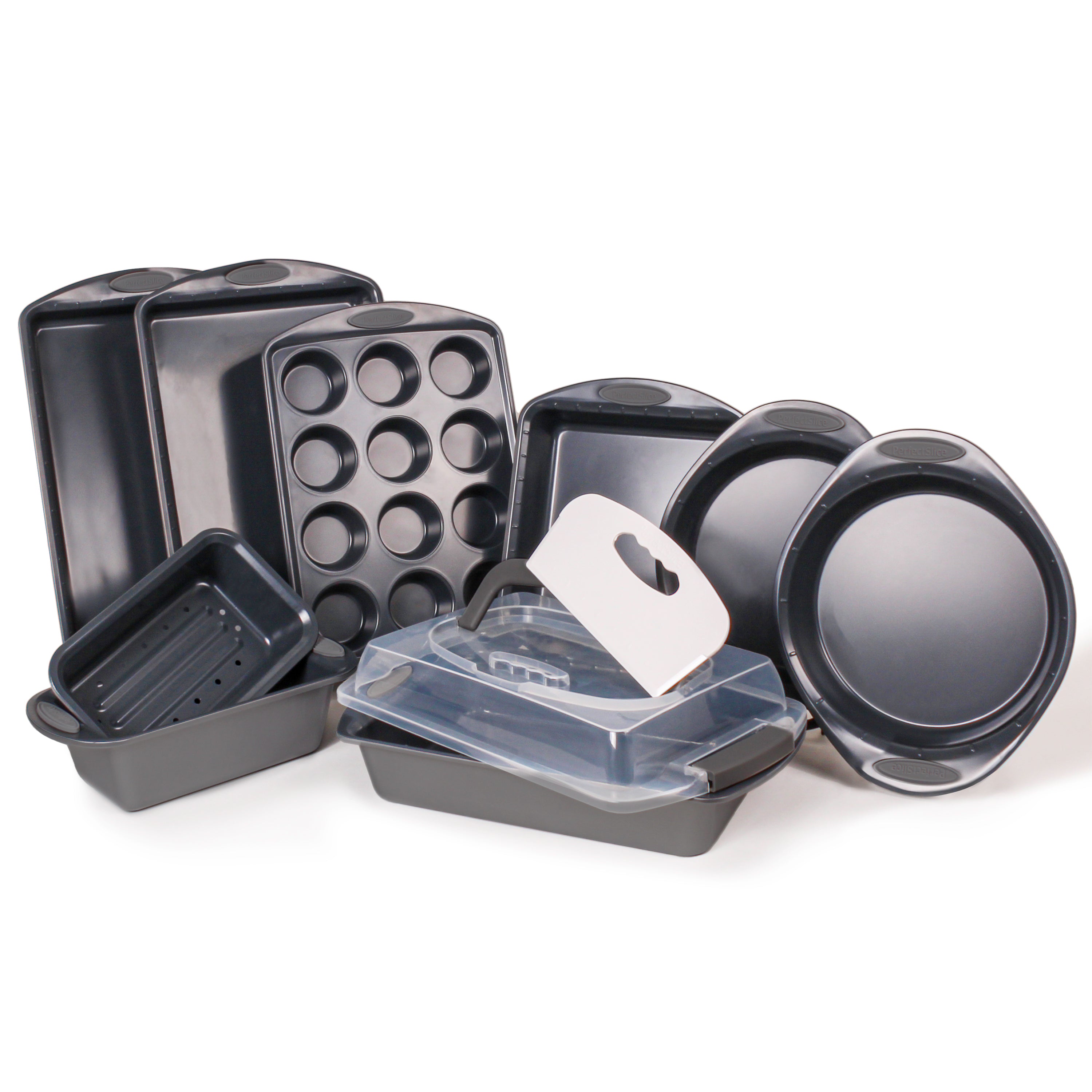 BergHOFF 11-Piece Perfect Slice Bakeware Set - Nonstick Grey Baking Pans for Cakes, Pies & Desserts | Ideal for Home Bakers & Professional Kitchens