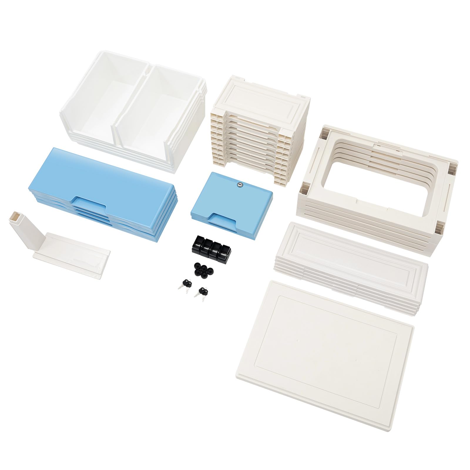 6-Drawer Plastic Storage Dresser with Wheels - Vertical Cabinet with 4 Large Drawers & 2 Top Small Cabinets (Lockable with Keys) - Perfect for Bedroom, Nursery, Closet, Playroom Organization - Space-Saving Blue Storage Solution