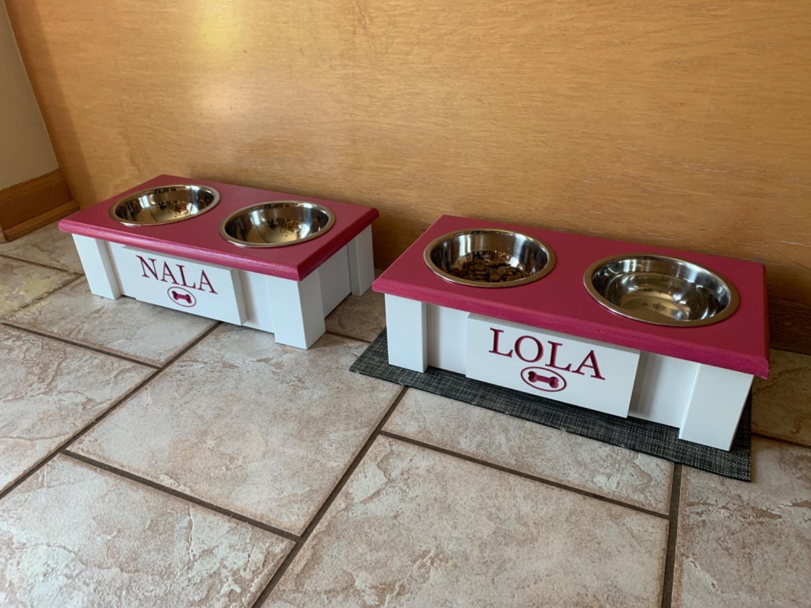 Personalized Elevated Dog Bowl Stand for Large, Medium, Small & X-Small Dogs - Stainless Steel Food & Water Bowls with Internal Storage - Raised Pet Dish for Better Digestion & Comfort (Medium, Magenta) - Perfect for Kitchen, Living Room or Outdoor Use