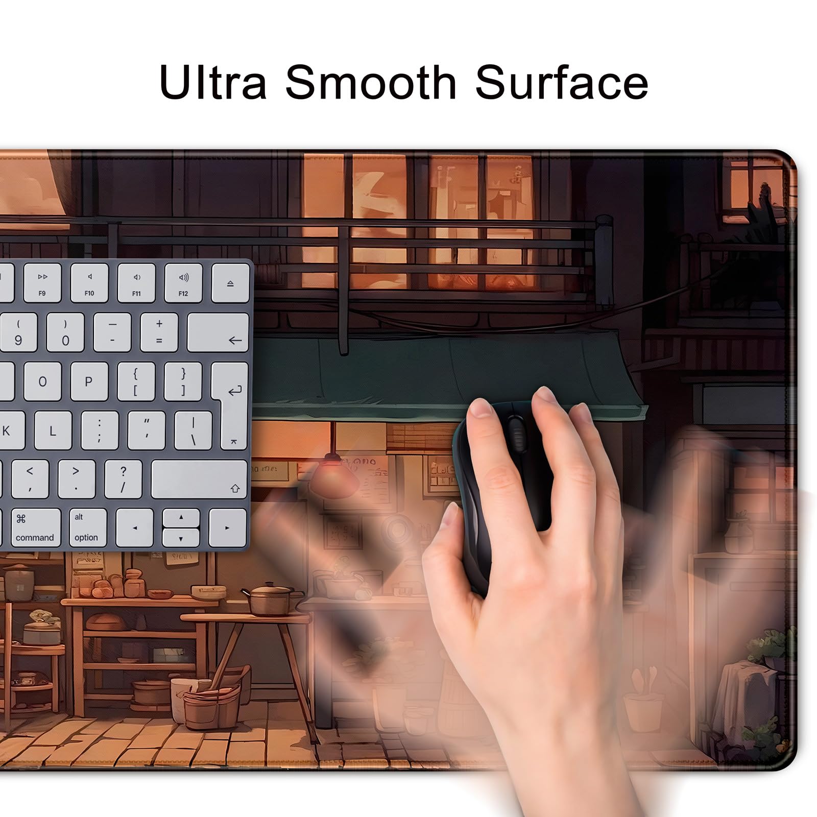 Anime Themed Large Desk Mat - Retro Lofi Aesthetic Extended Gaming Mouse Pad (31.5