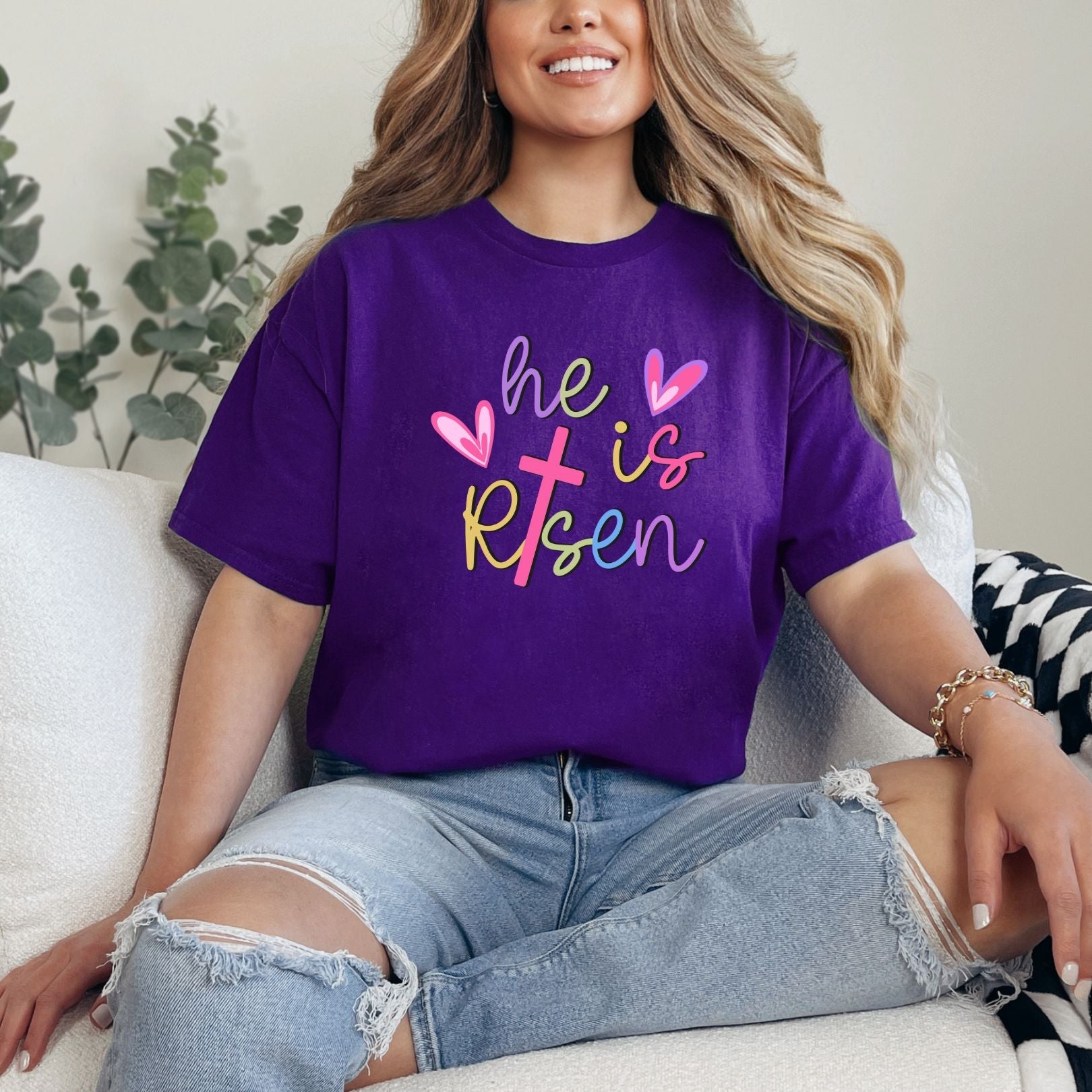 He Is Risen Christian Graphic T-Shirt for Men & Women - Religious Easter Apparel for Church, Worship & Faith-Based Events