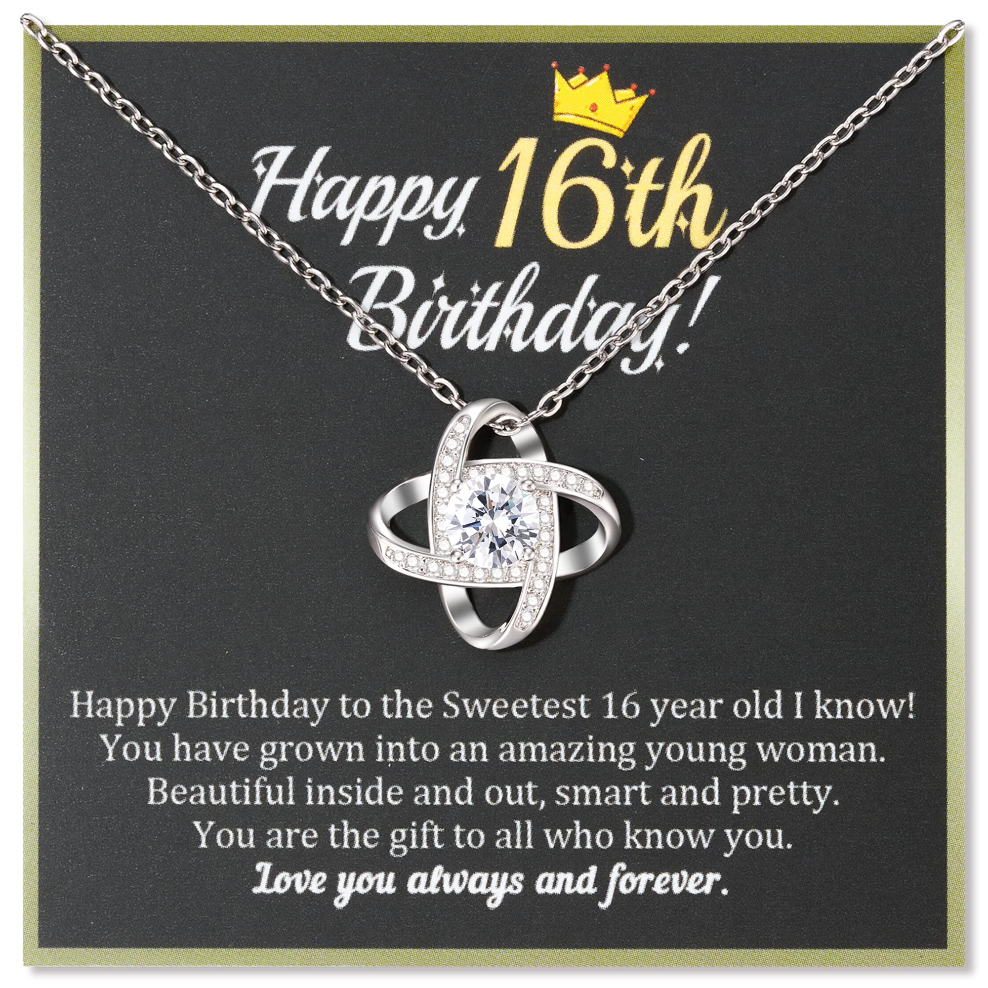 Tarsus Love Knot Necklace - Sweet 16th Birthday Gift for Teen Girls & Women, Elegant Jewelry for 13/16 Year Olds - Perfect for Birthdays, Anniversaries & Special Occasions