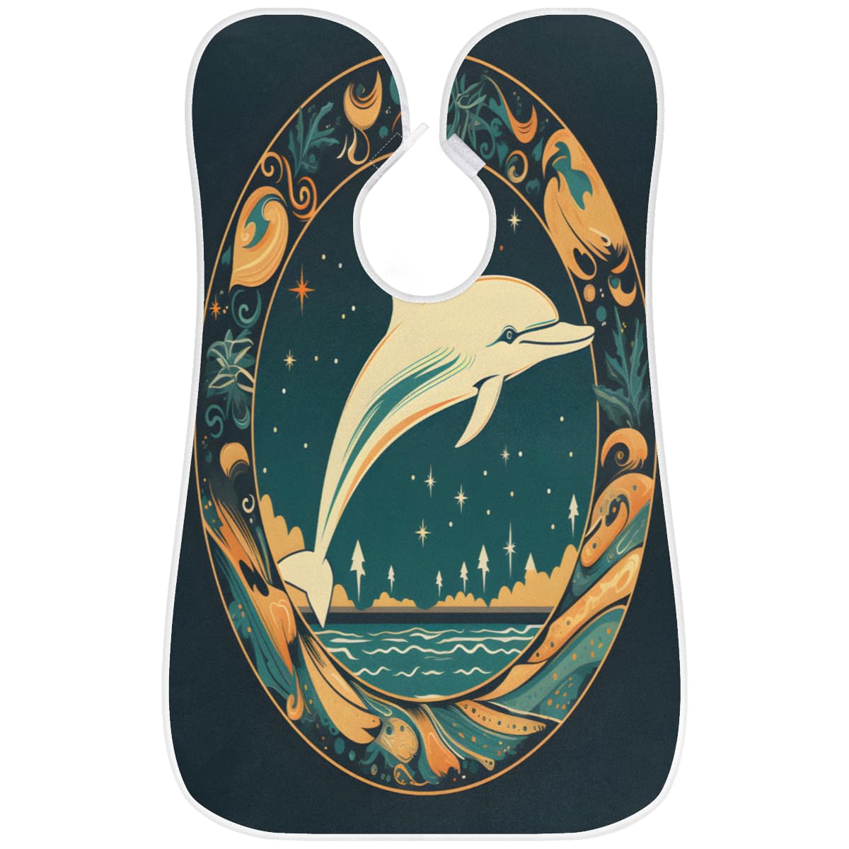 Stylish Ocean Dolphin Beard Shaving Bib for Men & Women - Waterproof Makeup & Hair Dye Apron, Barber Cape for Haircut & Beard Trimming - Perfect Sink Hair Catcher & Grooming Accessory for Salons & Home Use