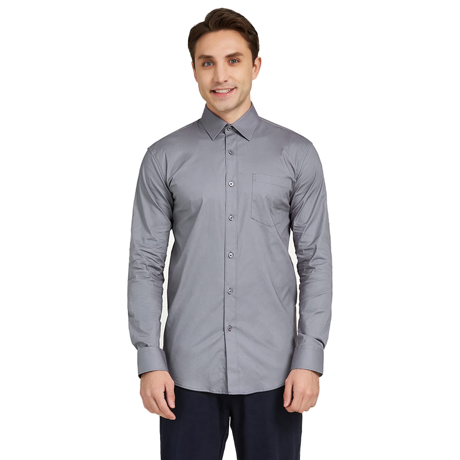 Men's Regular Fit Dress Shirt - Button Up Long Sleeve Stretch Business Casual Shirt for Office & Formal Occasions | Wrinkle Resistant Textured Fabric
