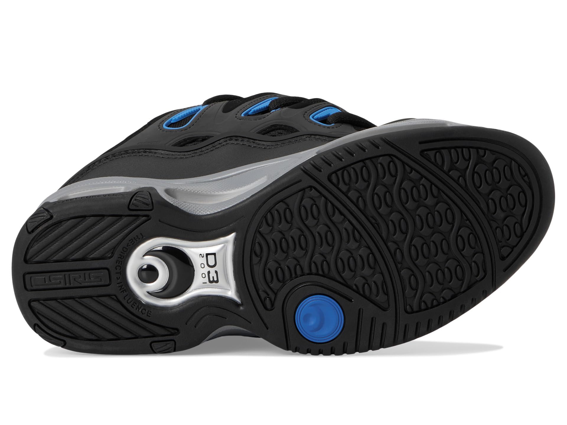 Osiris Men's D3 2001 Skate Shoes - Black/Grey/Blue - Size 10 - High-Performance Skateboarding Shoes for Street & Park Skating