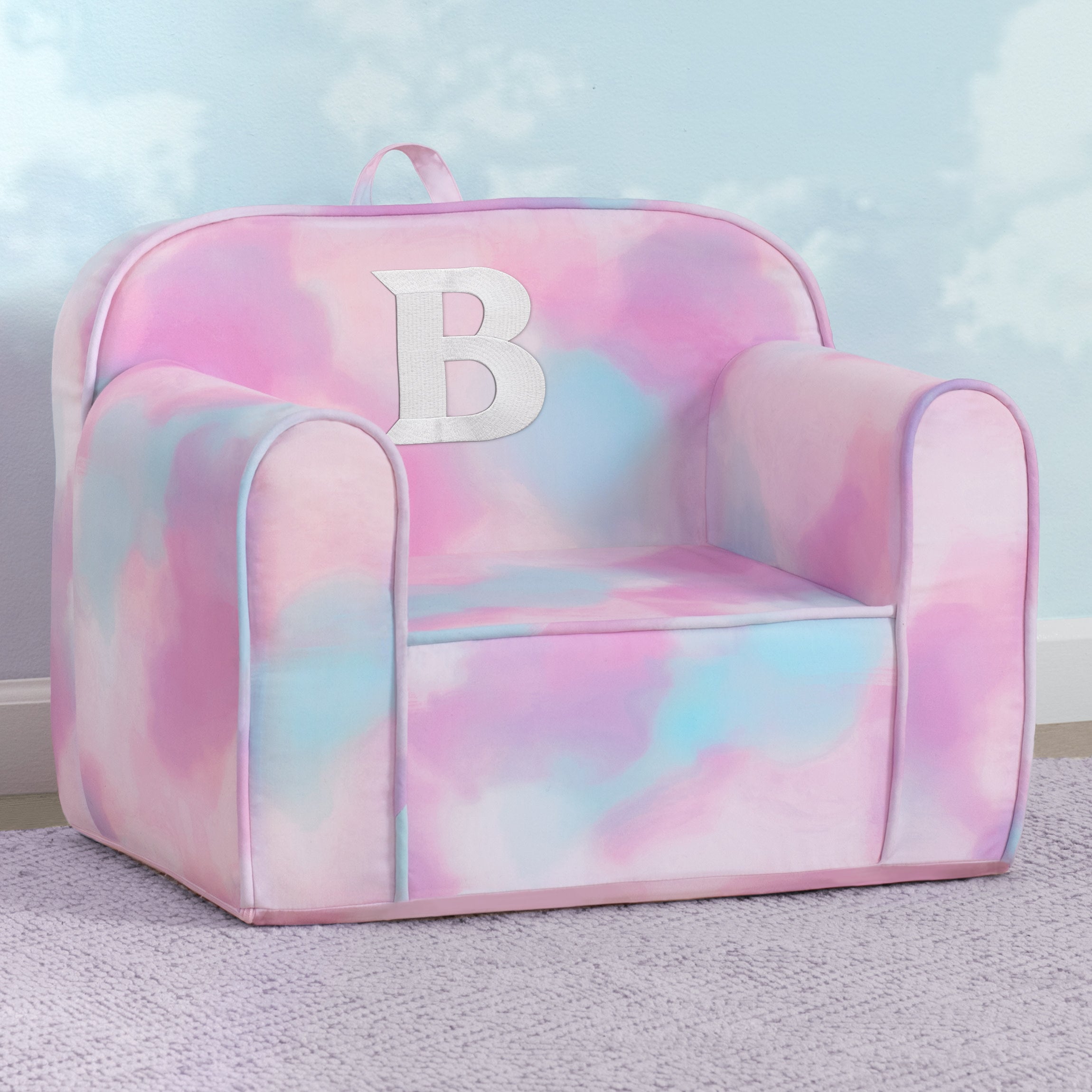 Personalized Monogram Tie Dye Cozee Chair - Custom Name Oversized Comfy Lounge Chair for Bedroom, Living Room & Dorm - Perfect Gift for Teens & Adults