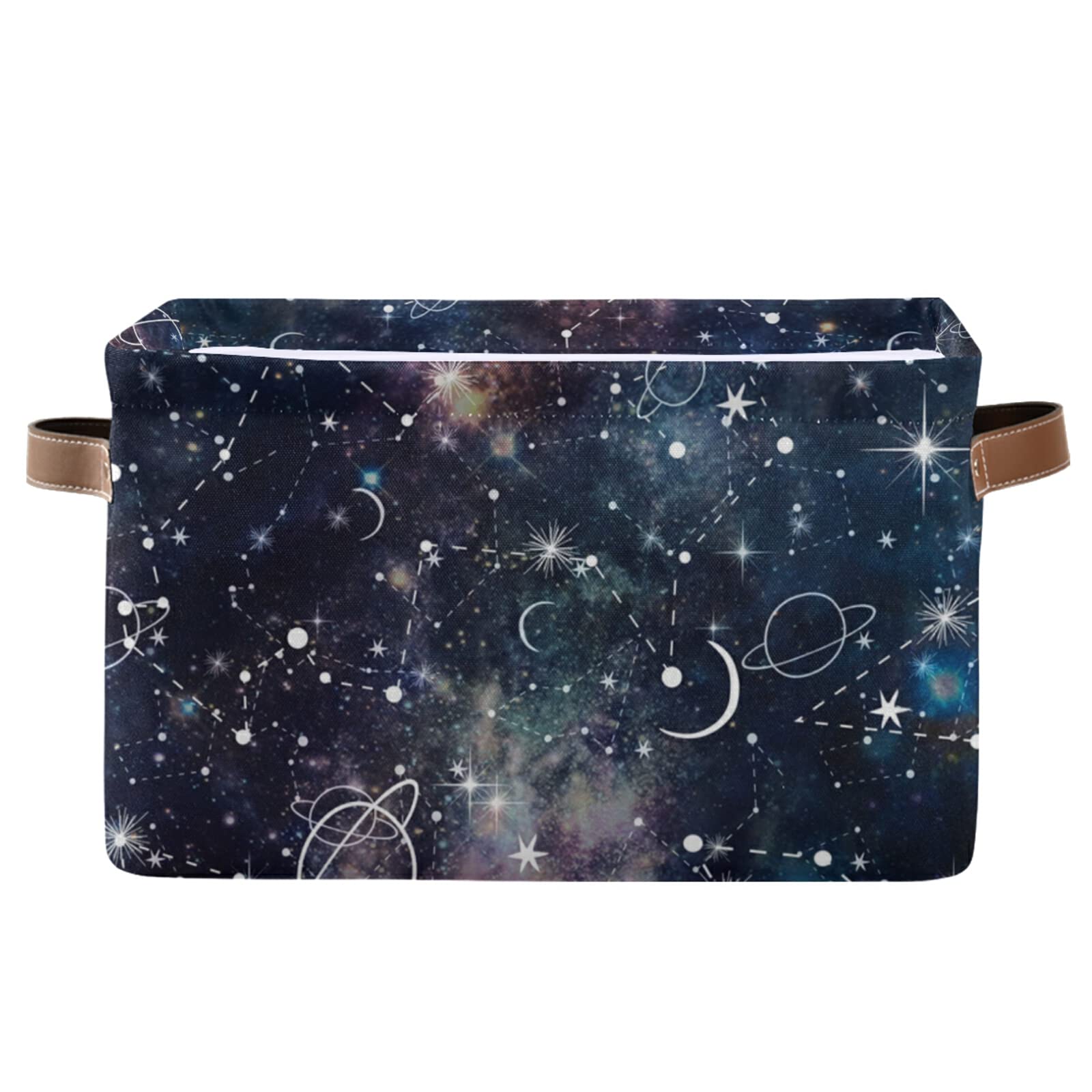 Galaxy Themed Storage Bin - Large Collapsible Canvas Storage Cube with Handles for Toys, Clothes & Home Organization | Perfect for Bedroom, Closet, Office & Kids Room (1 Pack)