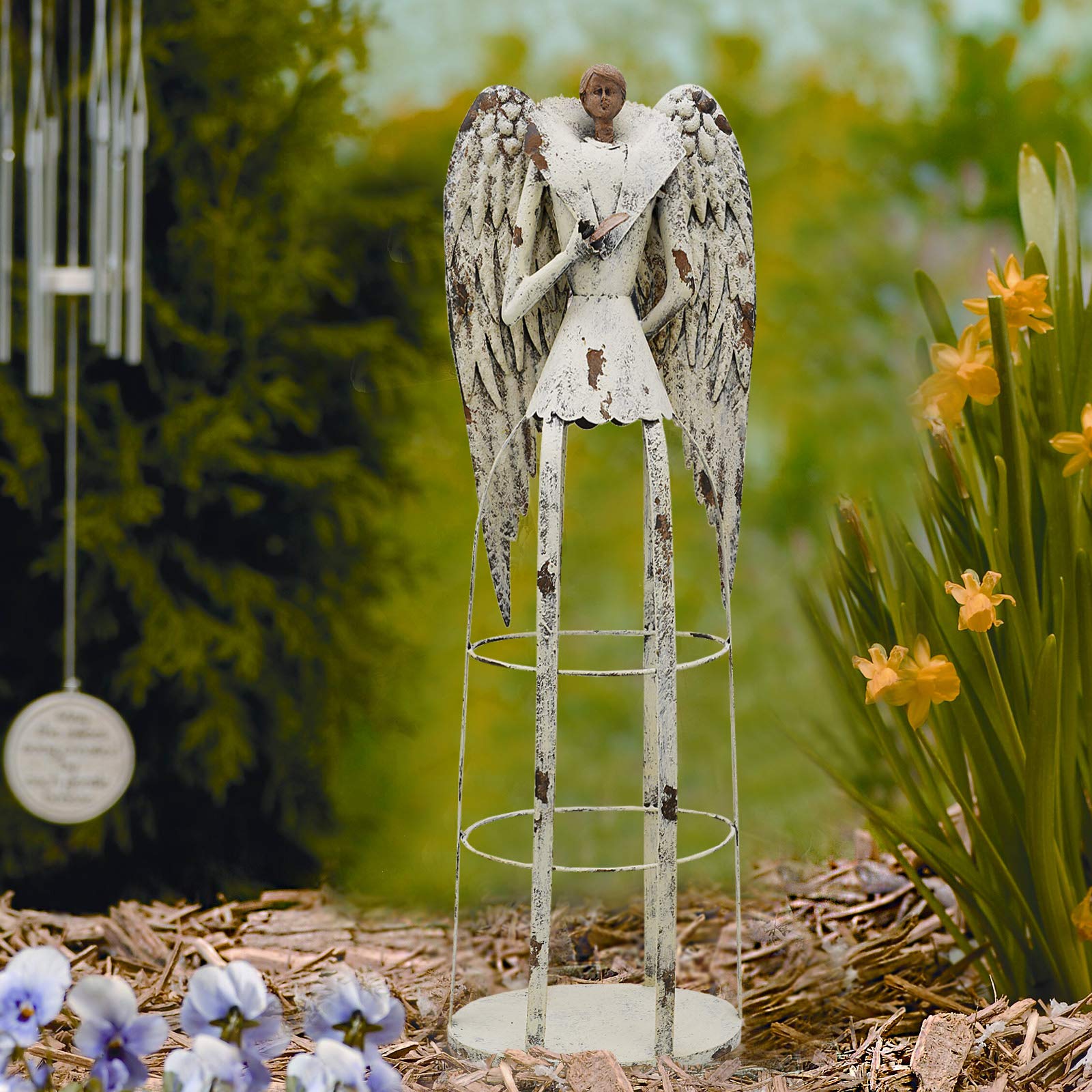 Antique Metal Angel Garden Statue - Outdoor Yard Art Decor for Lawn, Patio & Garden - Perfect for Climbing Plants, Vines, Ivy & Roses - Ideal for Home Garden Decor, Wedding Centerpieces & Landscape Design