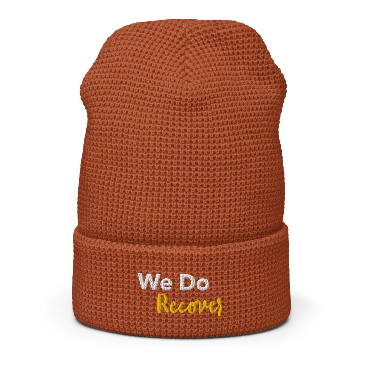We Do Recover Embroidered Waffle Beanie Hat - Soft Winter Knit Cap for Men & Women - Perfect for Cold Weather, Outdoor Activities and Casual Streetwear