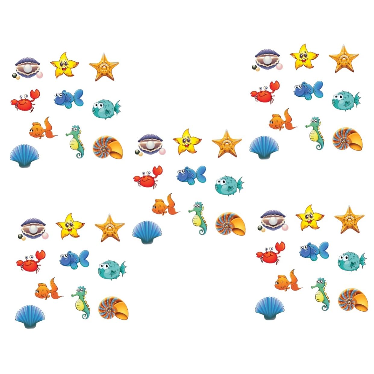 ifundom 5 Sets Ocean Themed Bath Stickers - Waterproof Sea Creature Wall Decals for Kids, PVC Non-Permanent Stickers - Perfect for Bathroom Decor, Baby Shower & Nursery Room