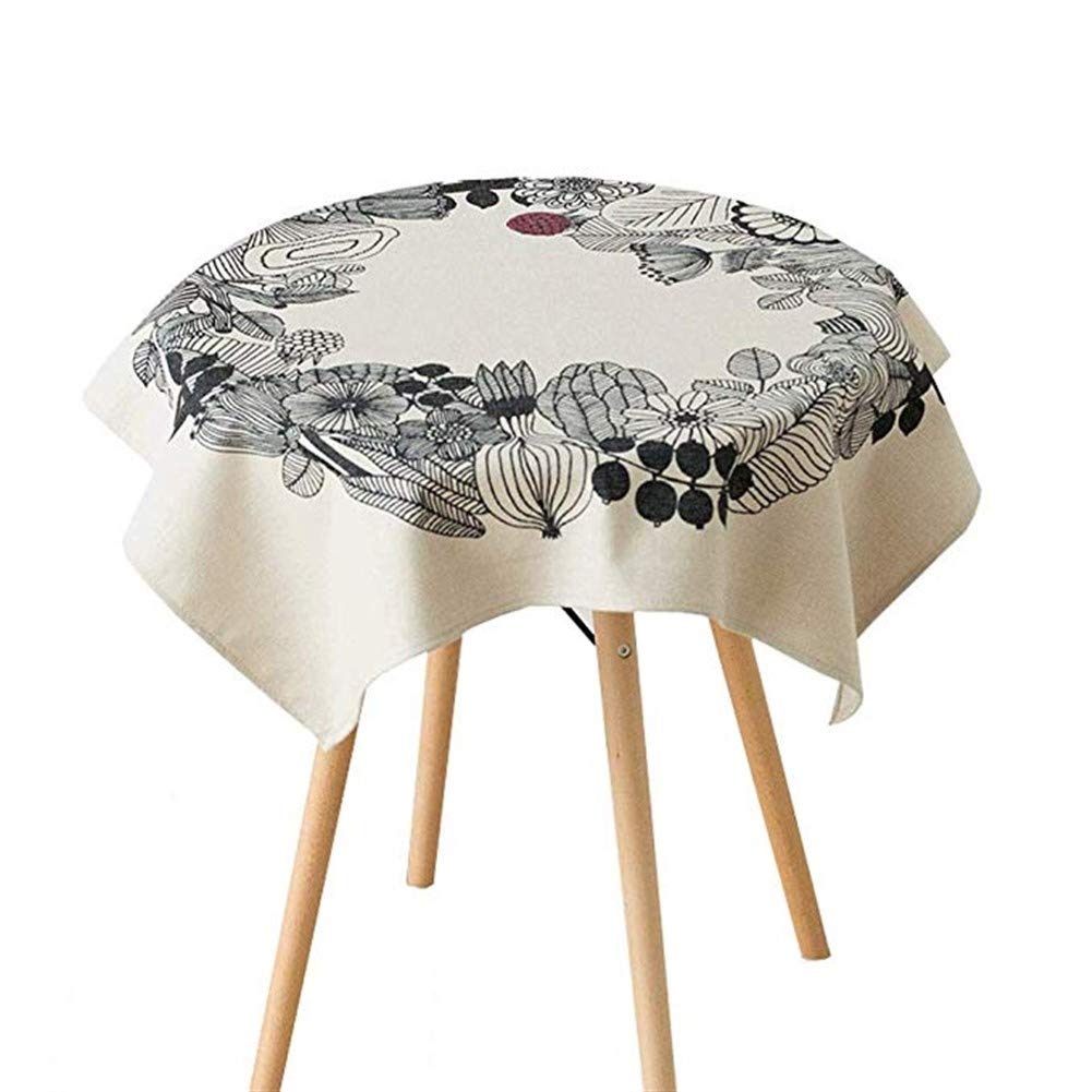 Hand-Painted Cotton Round Tablecloth - 110cm & 140cm Square Coffee Table Cover for Kitchen, Dining Room & Home Decor | Perfect for Dinner Parties, Tea Time & Everyday Use