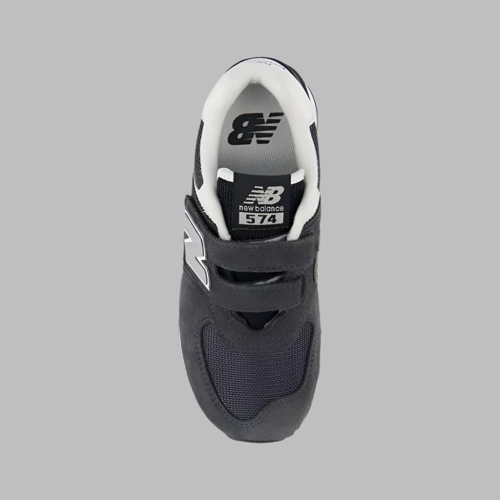 New Balance Kids' 574 Hook & Loop Sneakers - Black/Grey | Lightweight & Comfortable for Everyday Play & School Activities