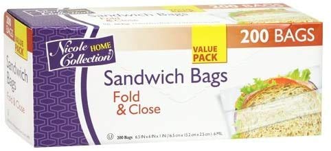 800 Count Sandwich Bags Value Pack - 4 Pack of 200 Fold & Close Storage Bags for School Lunches, Meal Prep & Food Preservation | BPA-Free, Reusable & Leak-Proof