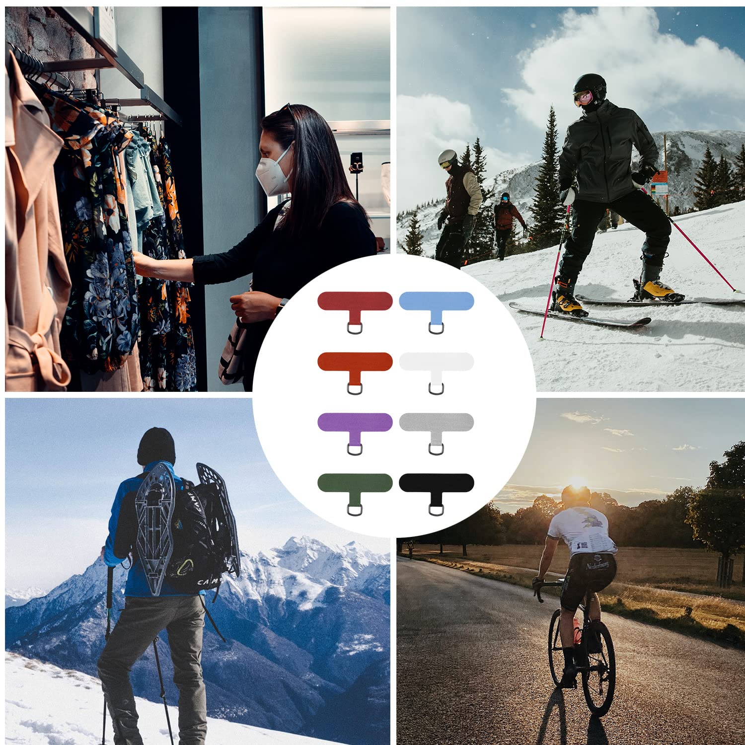8-Piece Heavy Duty Crossbody Phone Lanyard - Secure Tether Tab Strap for Most Smartphones (Multicolored) - Perfect for Hiking, Travel, and Outdoor Activities