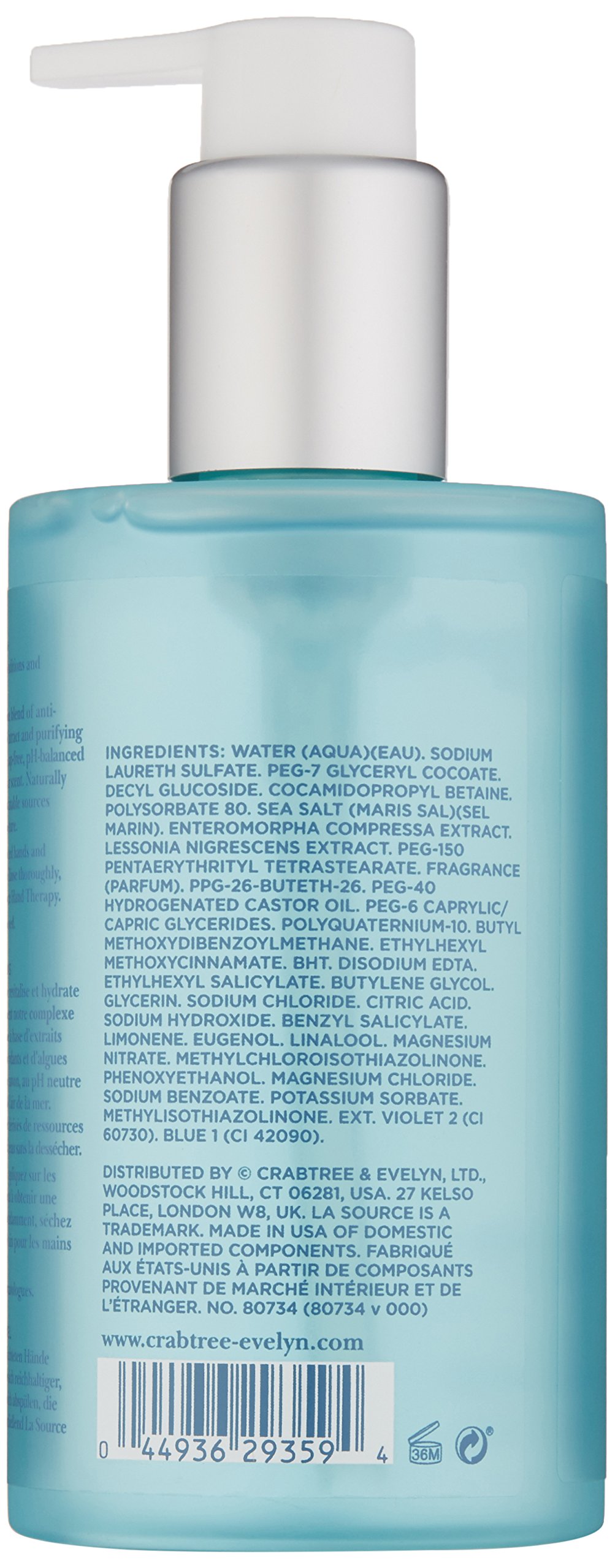 Crabtree & Evelyn La Source Moisturizing Hand Wash - 8.5 Fl Oz - Hydrating & Nourishing Liquid Soap for Soft Skin - Perfect for Bathroom, Kitchen & Guest Washroom