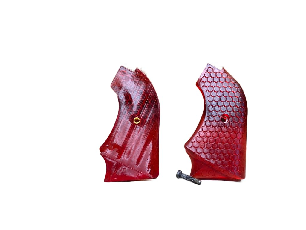 Sabertooth Heritage Arms Rough Rider Grips for .22 & .22 Magnum - Deep Red Honeycomb Textured Grip | Perfect for Revolver Enthusiasts & Competitive Shooting