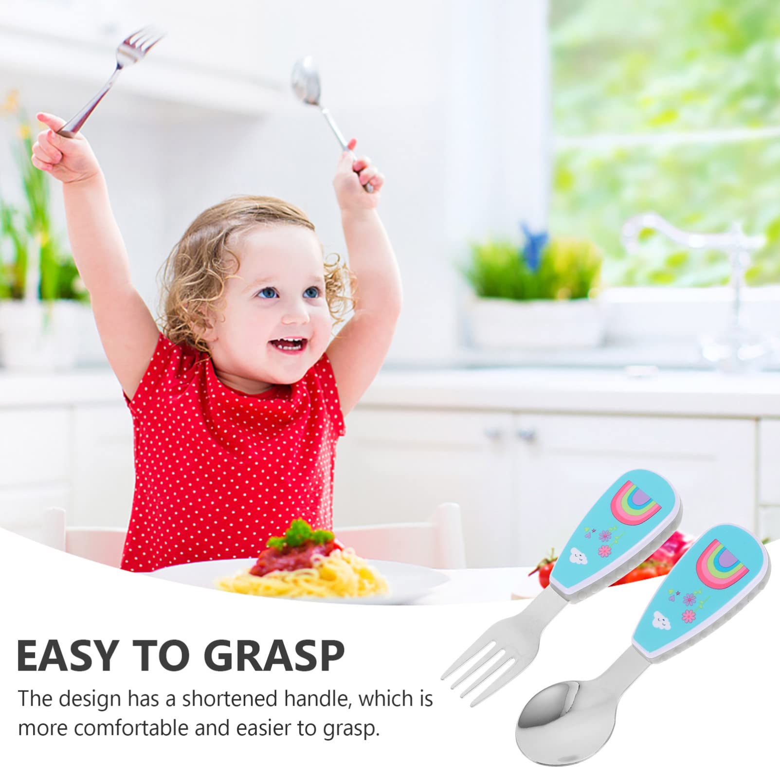 Hemoton 1 Set Baby Feeding Spoon and Fork - BPA-Free Infant Training Utensils for Self-Eating | Lightweight Toddler Spoon Set for Beginners | Perfect for Baby-Led Weaning, First Foods & Mealtime Learning