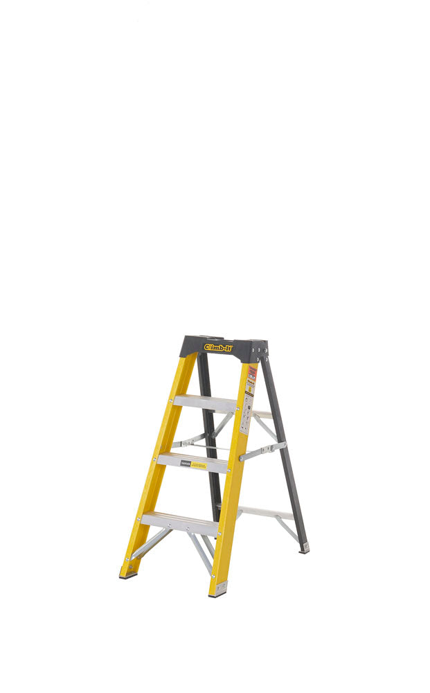 Climb It Fiberglass Swingback Stepladder - 300 lb Capacity, Non-Conductive, OSHA Compliant - Perfect for Home Improvement, Electricians & Warehouse Use