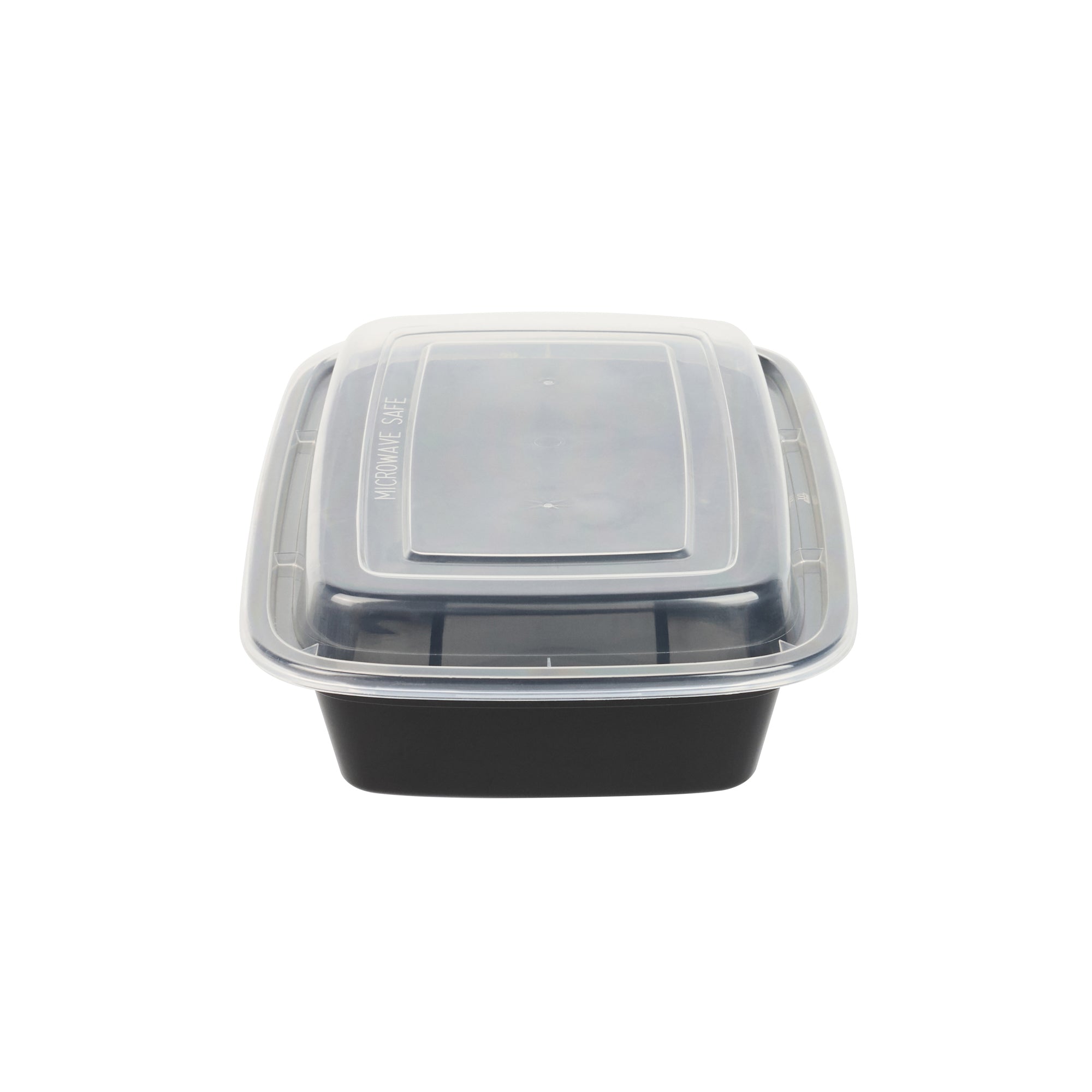 24 oz Black Rectangle Plastic Food Storage Containers with Clear Lids - 50 Pack, Microwave Safe To-Go Boxes (8