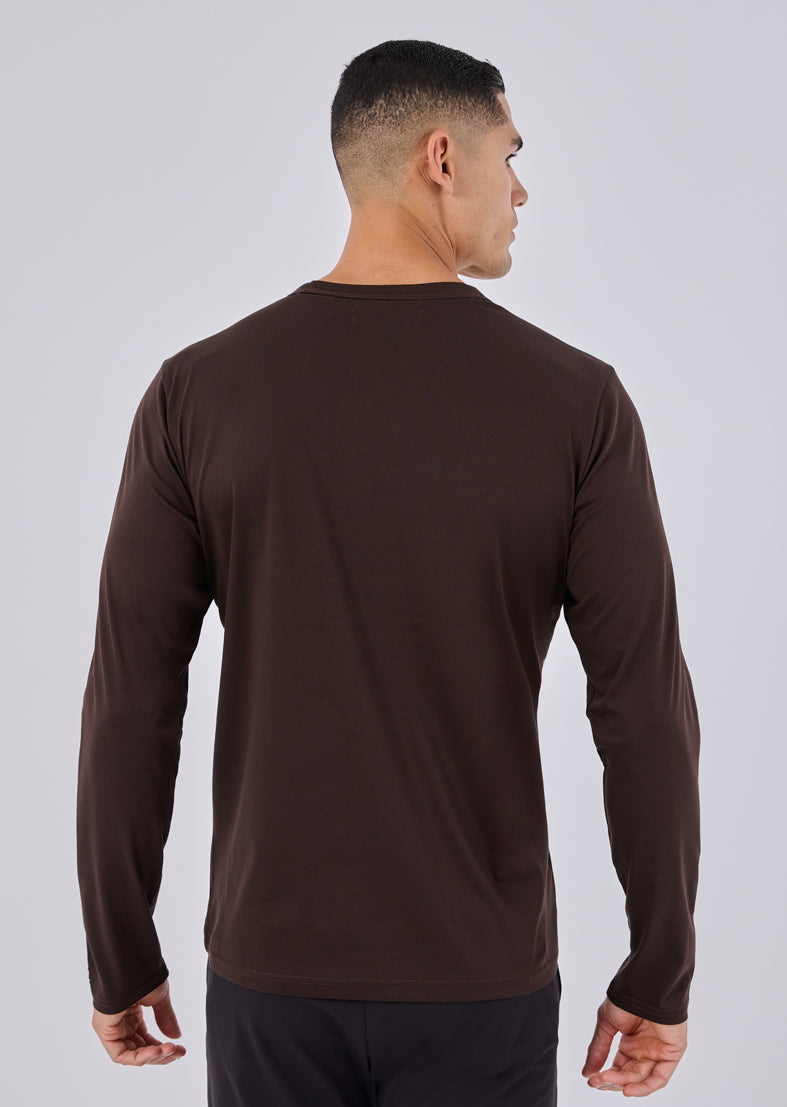 Premium Men's Mercerized Cotton Long Sleeve Coffee Brown Shirt - Comfortable Casual Wear for Office, Dating & Outdoor Activities