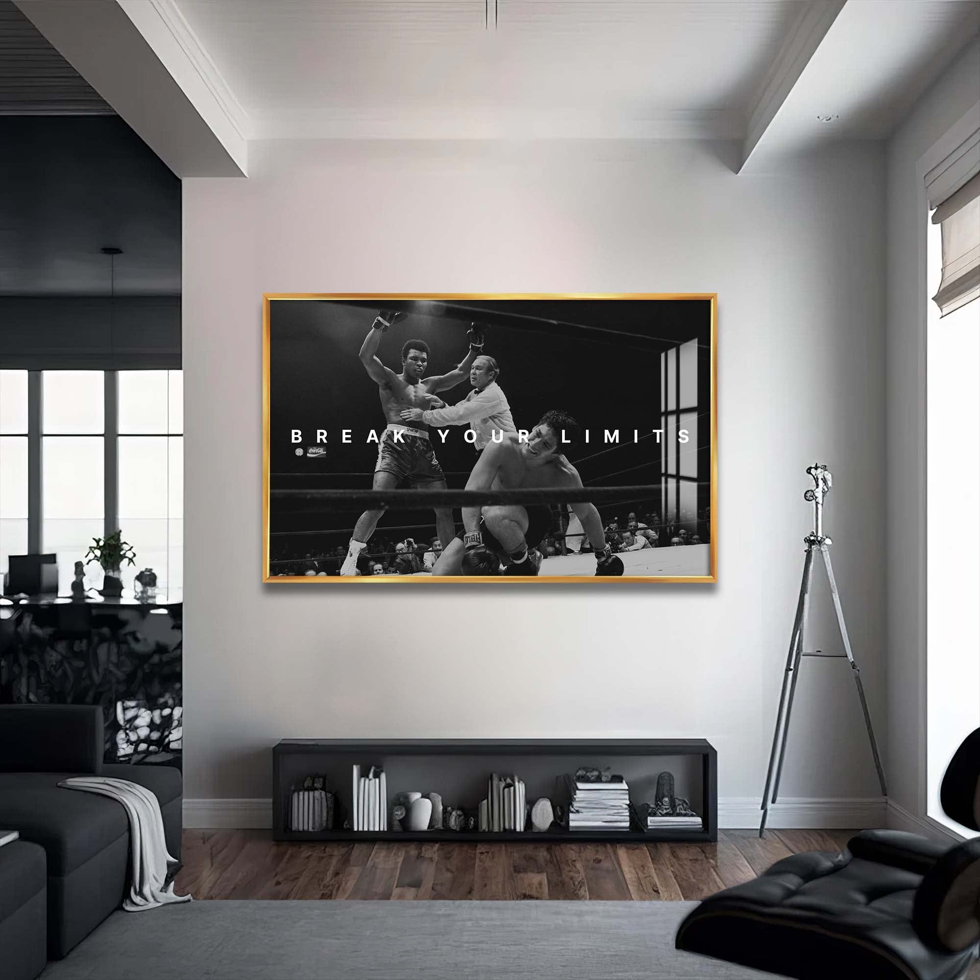 Muhammad Ali Break Your Limits Motivational Quote Wall Art - Perfect for Home Gym Office Decor & Boxing Enthusiasts