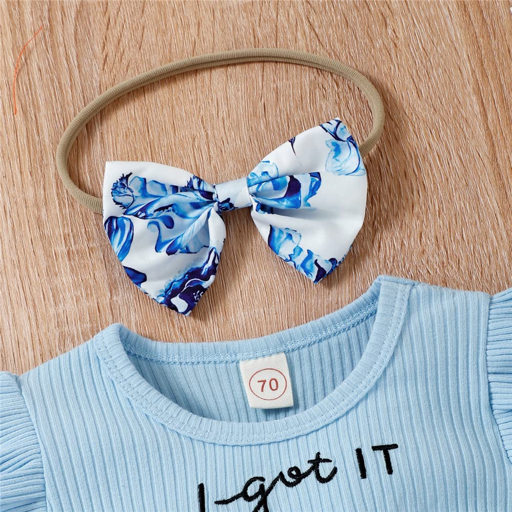 Floral Letter Print Baby Girl Romper Dress with Ruffle Short Sleeves & Bow Headband - Newborn Summer Outfit Set for Photoshoots, Parties & Daily Wear