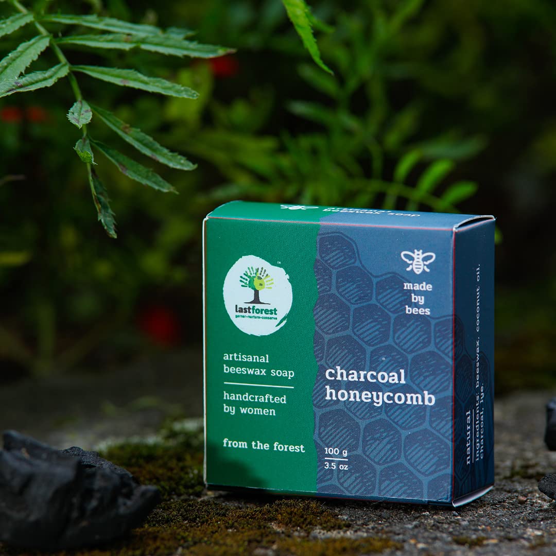 Last Forest Beeswax Soap (100g) - Natural Handmade Herbal Soap with Charcoal for Glowing Skin | Moisturizing & Nourishing Bath Bar for Men & Women | Perfect for Daily Cleansing, Acne Treatment & Spa Relaxation