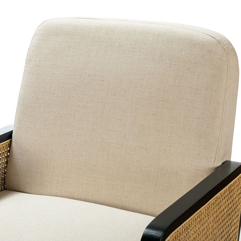 Elva Cane Armchair - Modern Rattan Accent Chair for Living Room, Bedroom, or Patio - Lightweight & Stylish Seating with Breathable Woven Design