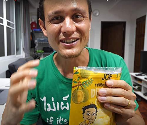 **Mark Wiens Durian Chips - Thai Gluten-Free Vegan Snack, Dehydrated Durian Fruit Crisps, 100% Real Durian, Healthy Asian Mornthong Fruit Snack, Pack of 4 x 1.65 oz - Perfect for Travel, Office, and Movie Nights**