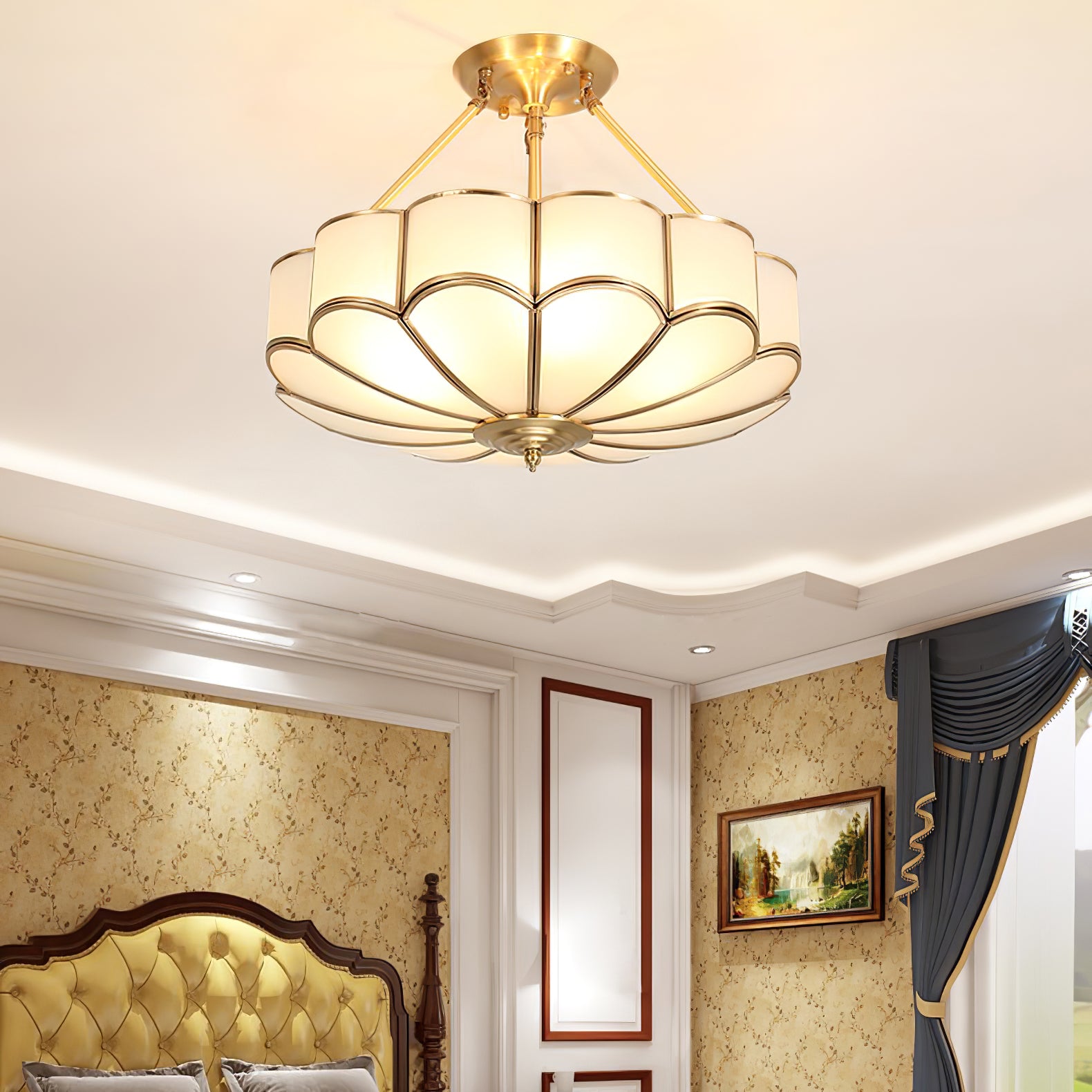 Flower Shaped Glass Ceiling Light Fixture - Elegant Floral Design for Living Room, Bedroom, or Dining Room Lighting