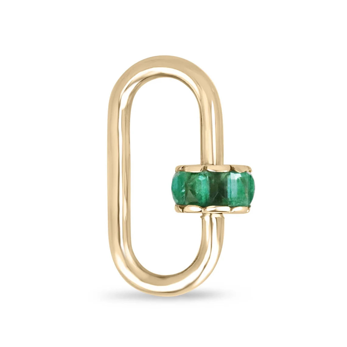 1.15ct Natural Emerald Cut Carabiner with Green Emerald Charm Pendant - Elegant Jewelry for Outdoor Adventures & Everyday Wear