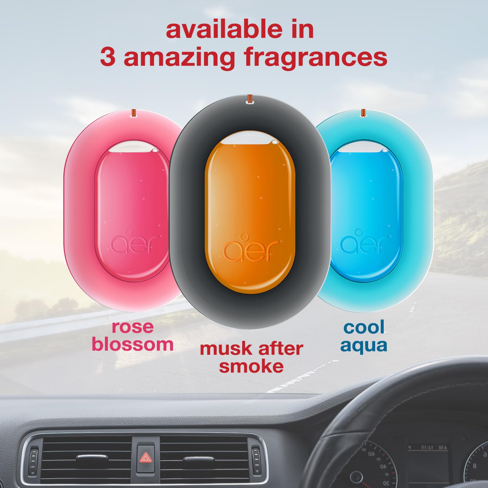 Godrej Aer O Hanging Car Air Freshener Gel - Cool Aqua Scent (7.5g, Pack of 2) | Long-Lasting Fragrance for Cars, Trucks & Vehicles | Eliminates Odors & Freshens Air for Daily Commutes & Road Trips