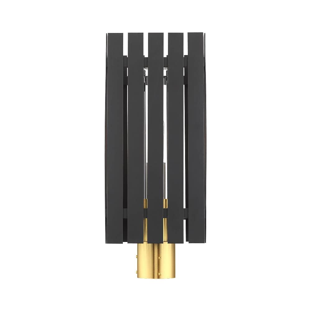 Livex Lighting 1-Light Satin Brass Outdoor Post Top Lantern - Elegant Exterior Lighting for Porch, Garden, and Pathway Illumination
