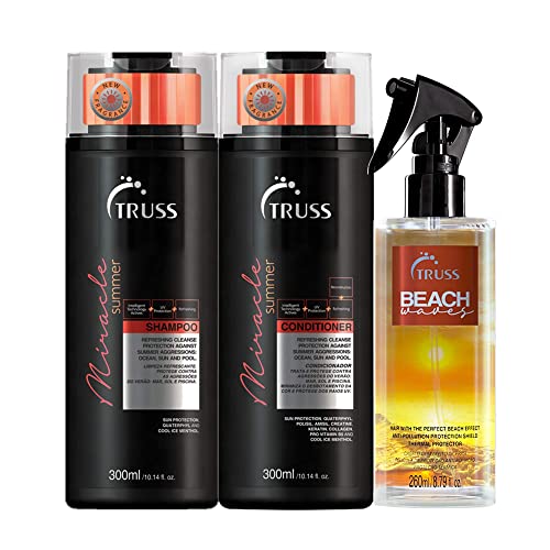 Truss Miracle Summer Conditioner & Shampoo Set with Texturizing Styling Spray | Hydrating Hair Care Bundle for All Hair Types | Perfect for Beach Days, Pool Parties & Summer Styling