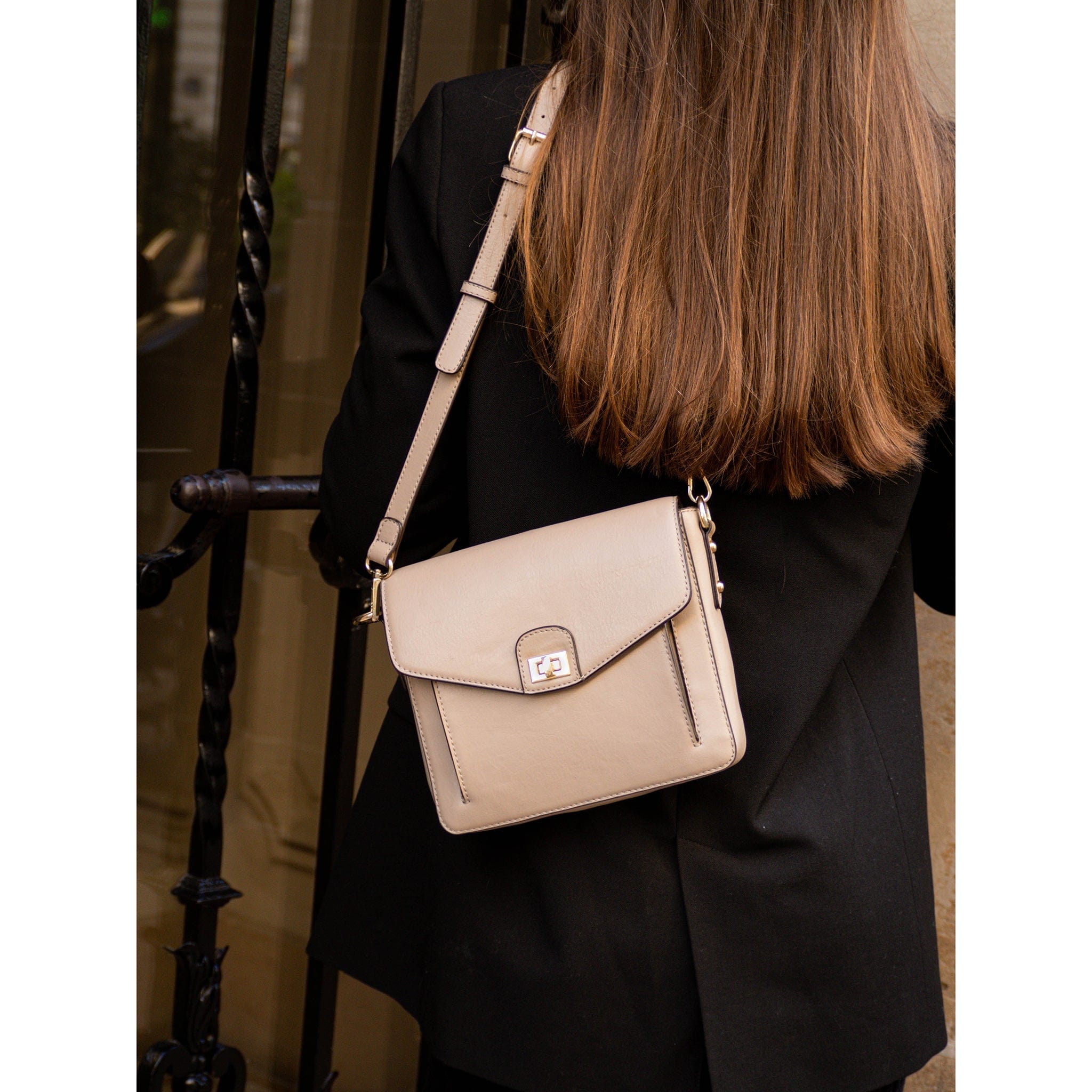 Faustine Desserto® Vegan Cactus Leather Crossbody Bag for Women | Eco-Friendly Beige Handbag | Perfect for Work, Travel & Everyday Use