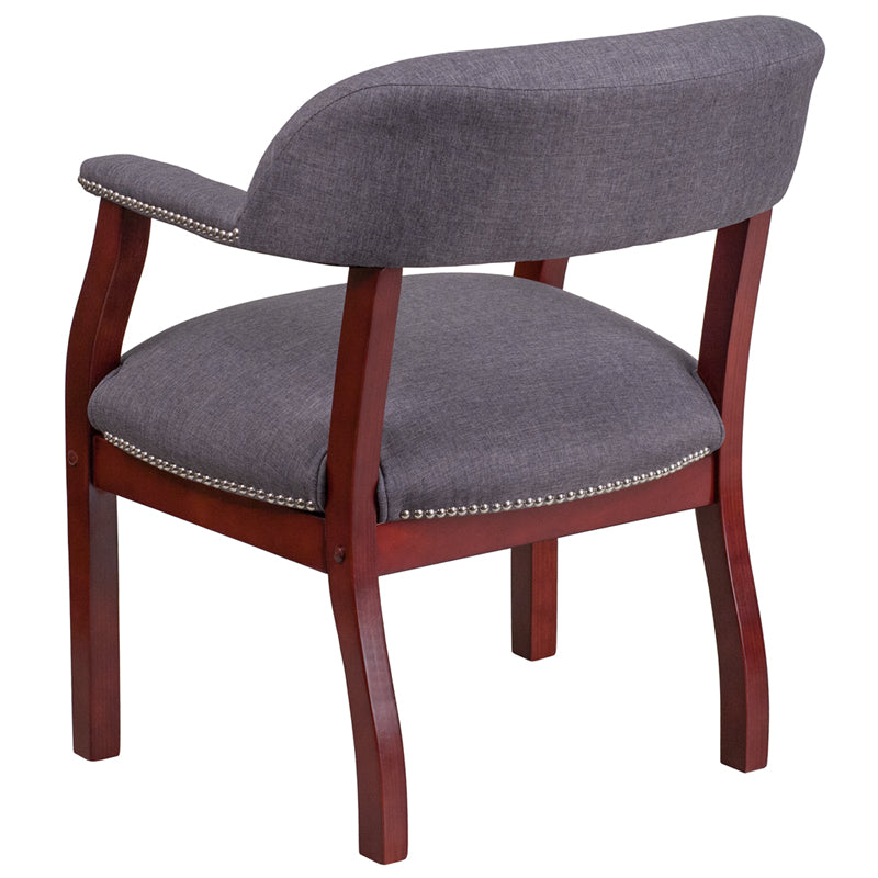 Premium FLASH Diamond Gray Fabric Conference Chair with Elegant Accent Nail Trim - Perfect for Office Meetings, Home Offices, and Executive Workspaces