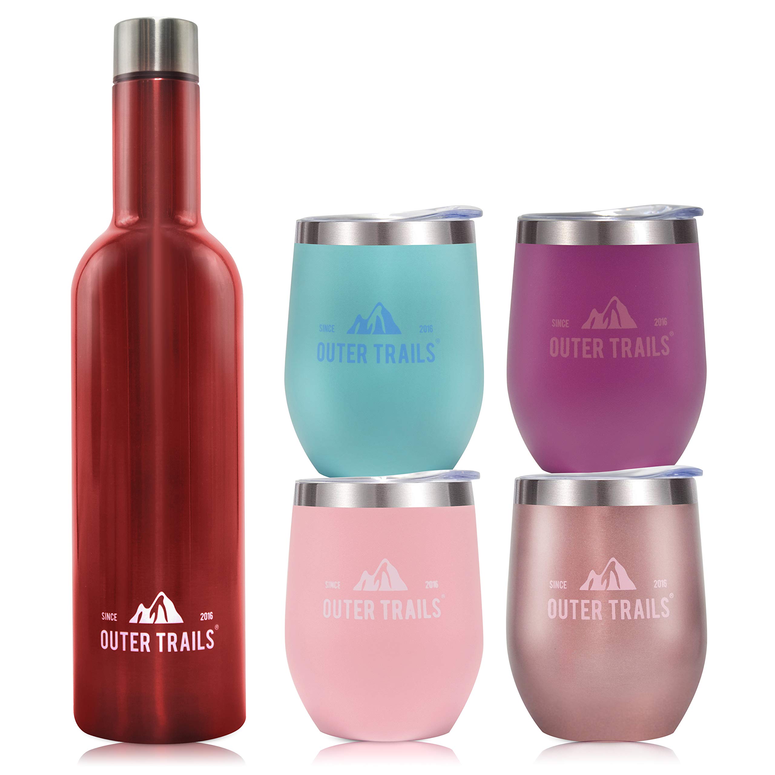25oz Insulated Vacuum Sealed Stainless Steel Wine Growler Bottle with 4 Cups - Double Wall Thermal Design for Beer, Coffee & Beverages - Perfect for Camping, Picnics, Parties & Gifts