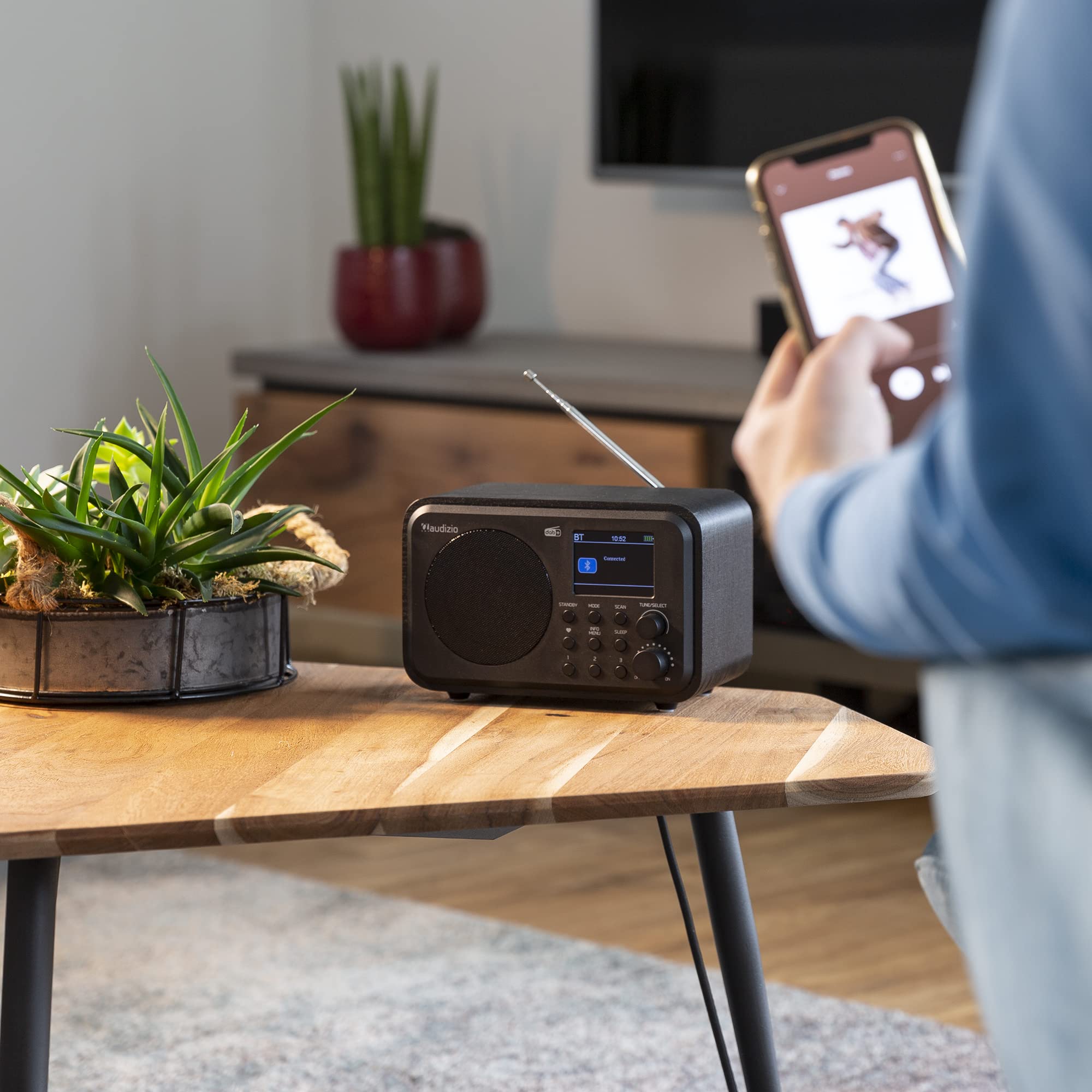 Audizio Milan Portable DAB/FM Radio with Bluetooth Speaker - Rechargeable Battery, 40 Preset Stations, Alarm Clock & Sleep Timer - Perfect for Home, Office, Travel and Outdoor Use (Black)