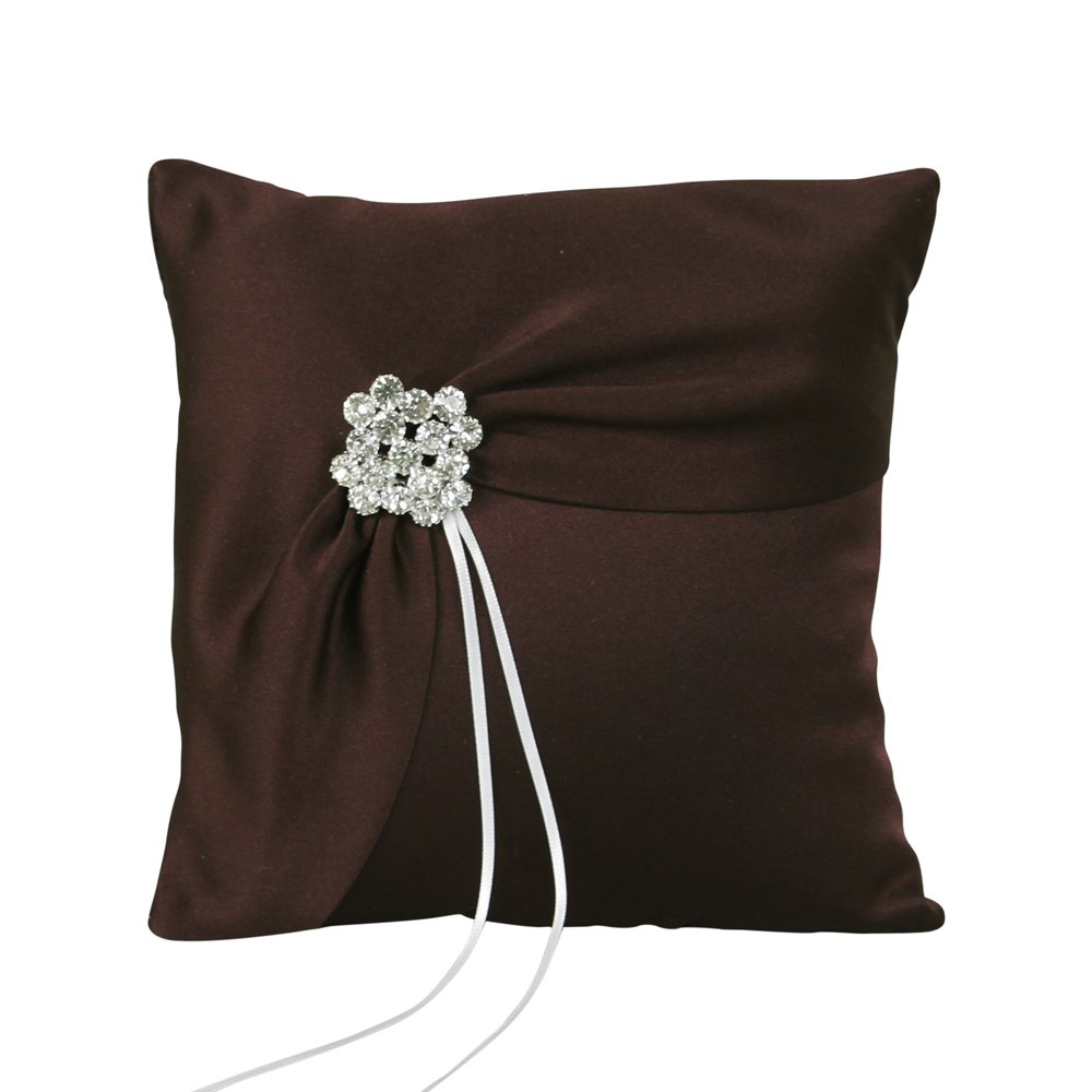 Ivy Lane Design Garbo Collection Chocolate Brown Wedding Ring Pillow – Elegant Ring Holder for Ceremonies, Bridal Showers & Vow Renewals