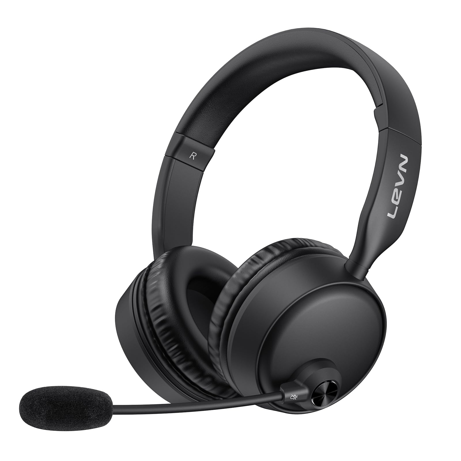 LEVN Bluetooth Headset with Microphone - Wireless Headphones with Noise Cancelling, 60H Battery Life, Multipoint Connectivity for Phone/Laptop/PC - Perfect for Office Calls, Online Meetings & Remote Work