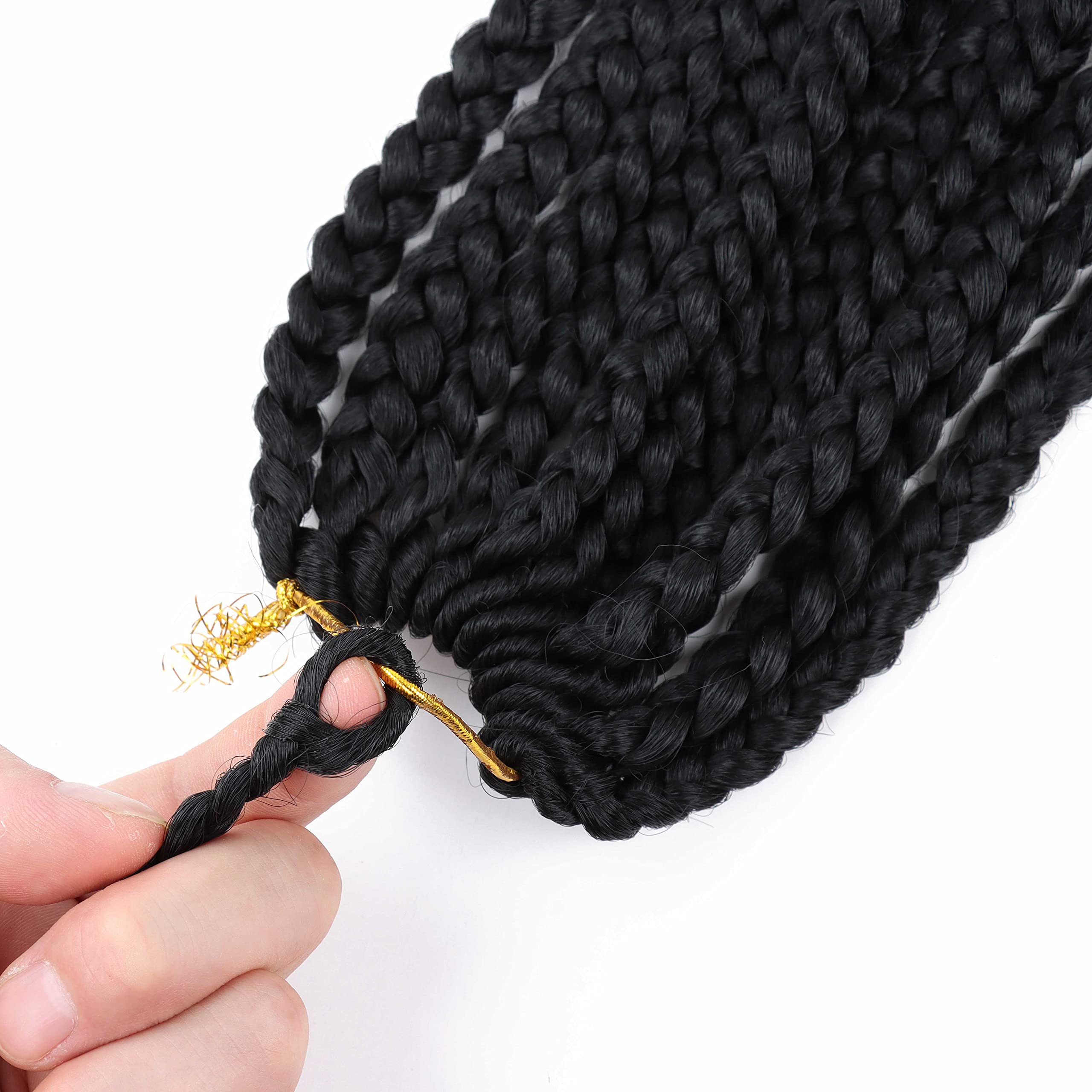 7 Packs Crochet Box Braids with Curly Ends - 10 Inch Synthetic Crochet Braiding Hair for Black Women (1B Color) - Perfect for Protective Styles, Twist Outs & Everyday Wear