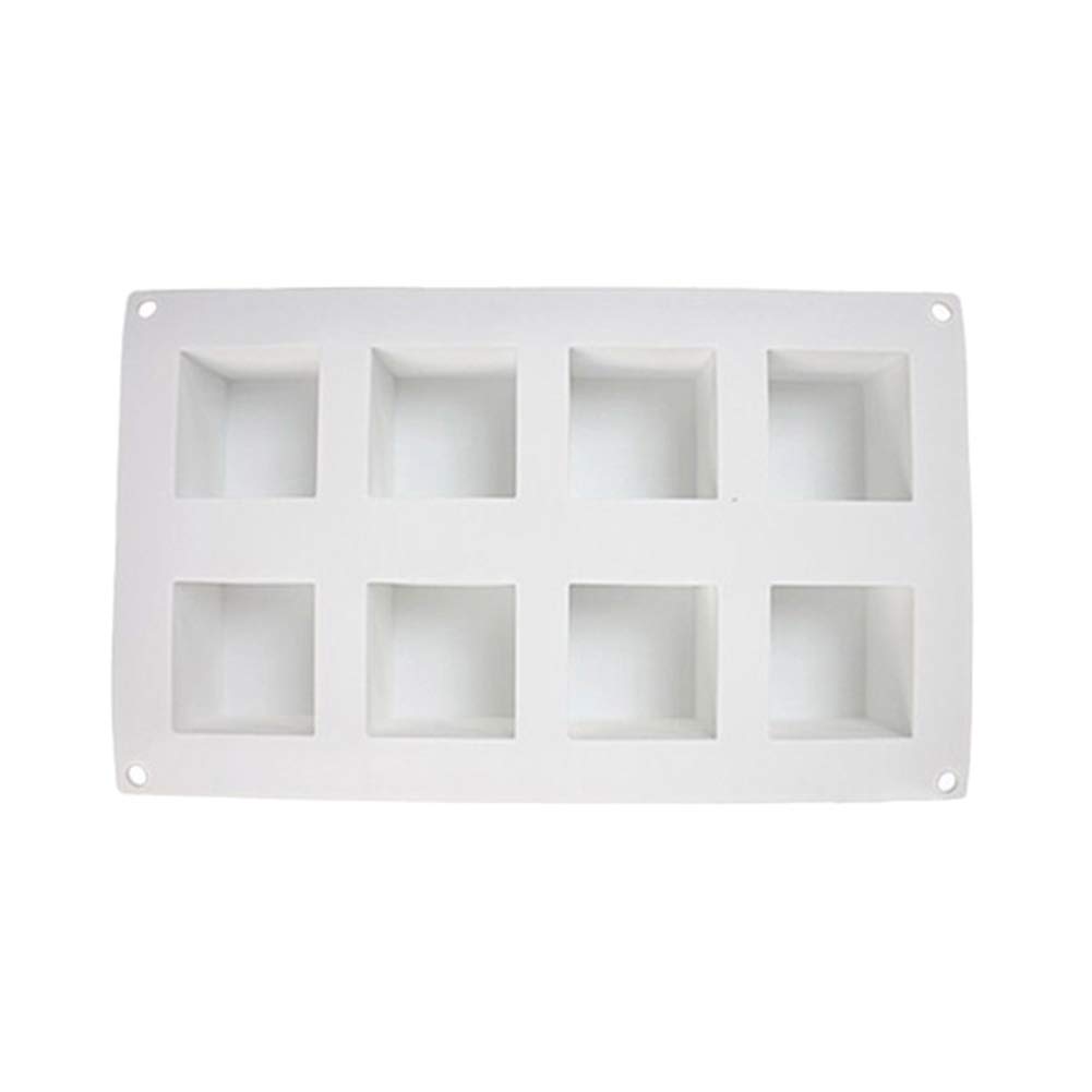 8 Grid Square Silicone Chocolate Cake Candy Molds - Non-Stick Baking Tray for Pastry, Jelly & Desserts (295x170x50mm) - Perfect for Kids Baking, Birthday Parties & DIY Kitchen Creations